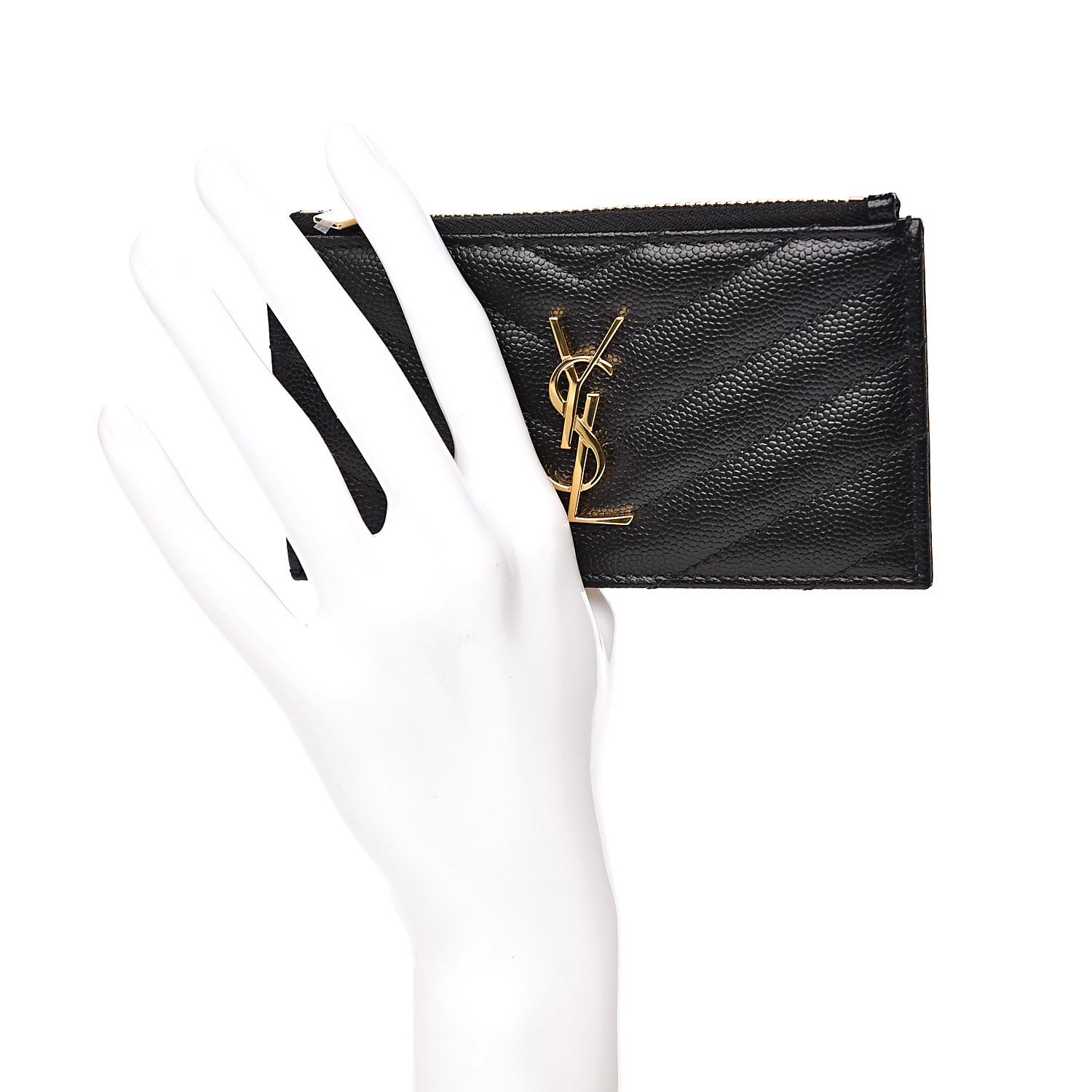 saint laurent monogram fragments zippered card case