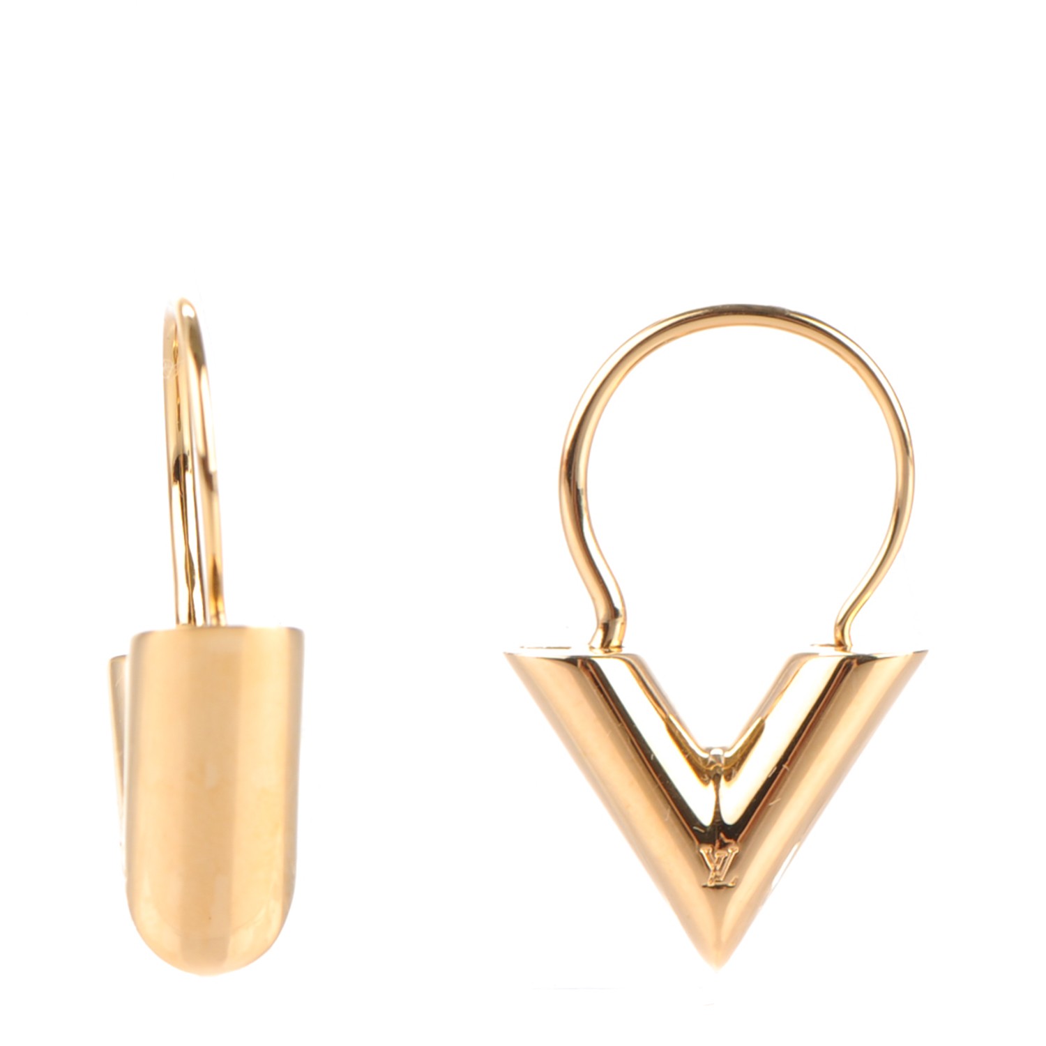 LOUIS VUITTON Brass Essential V Hoop Earrings Gold 445950