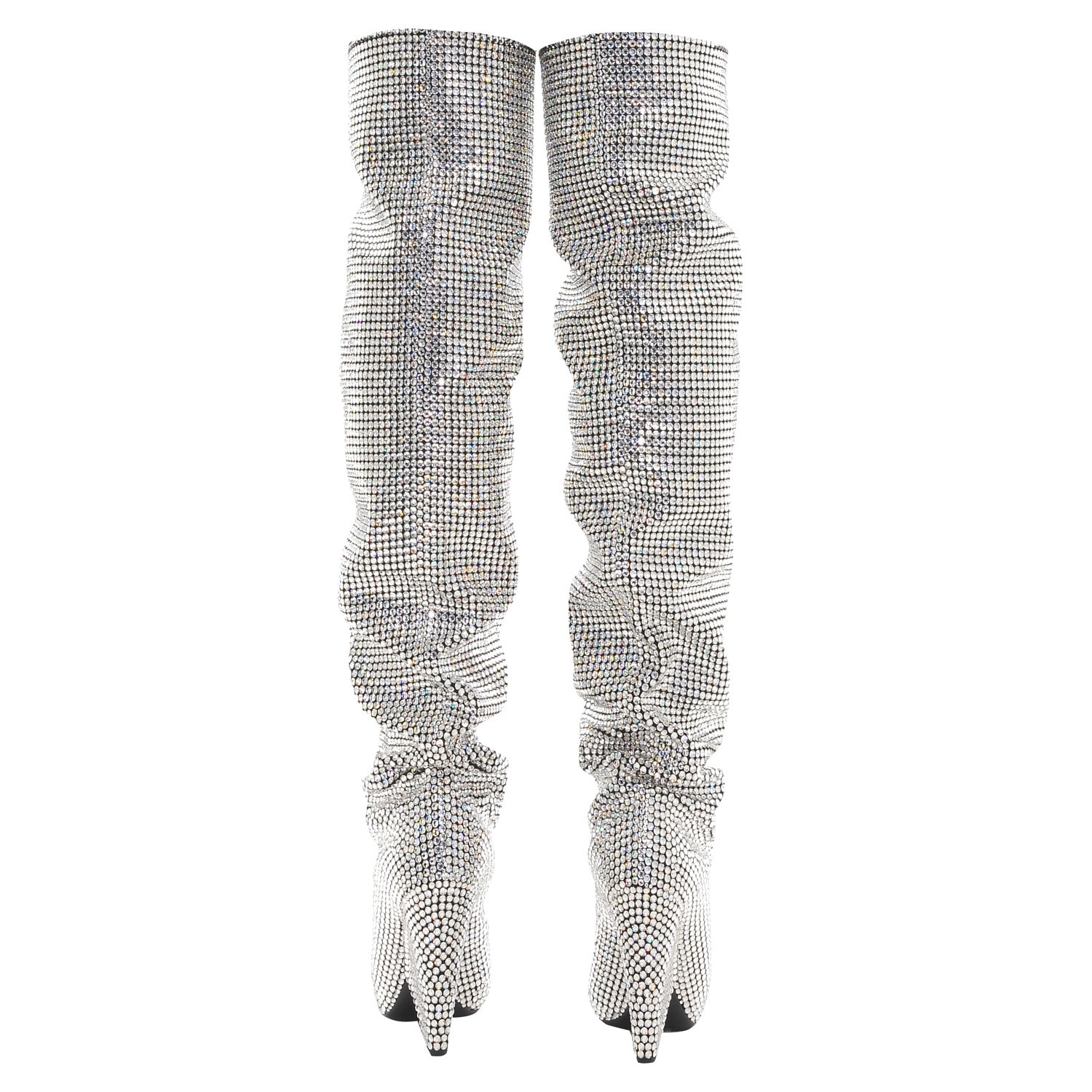 swarovski crystal thigh high boots