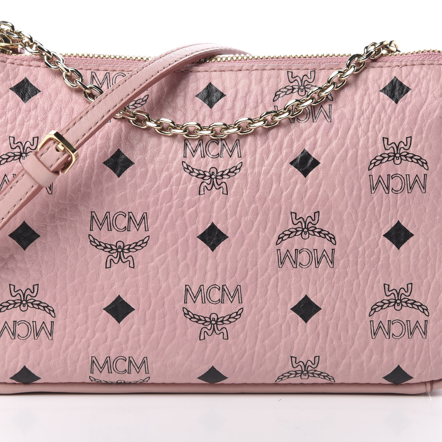 MCM Visetos Medium Millie Zip Crossbody Bag Soft Pink 605553 | FASHIONPHILE