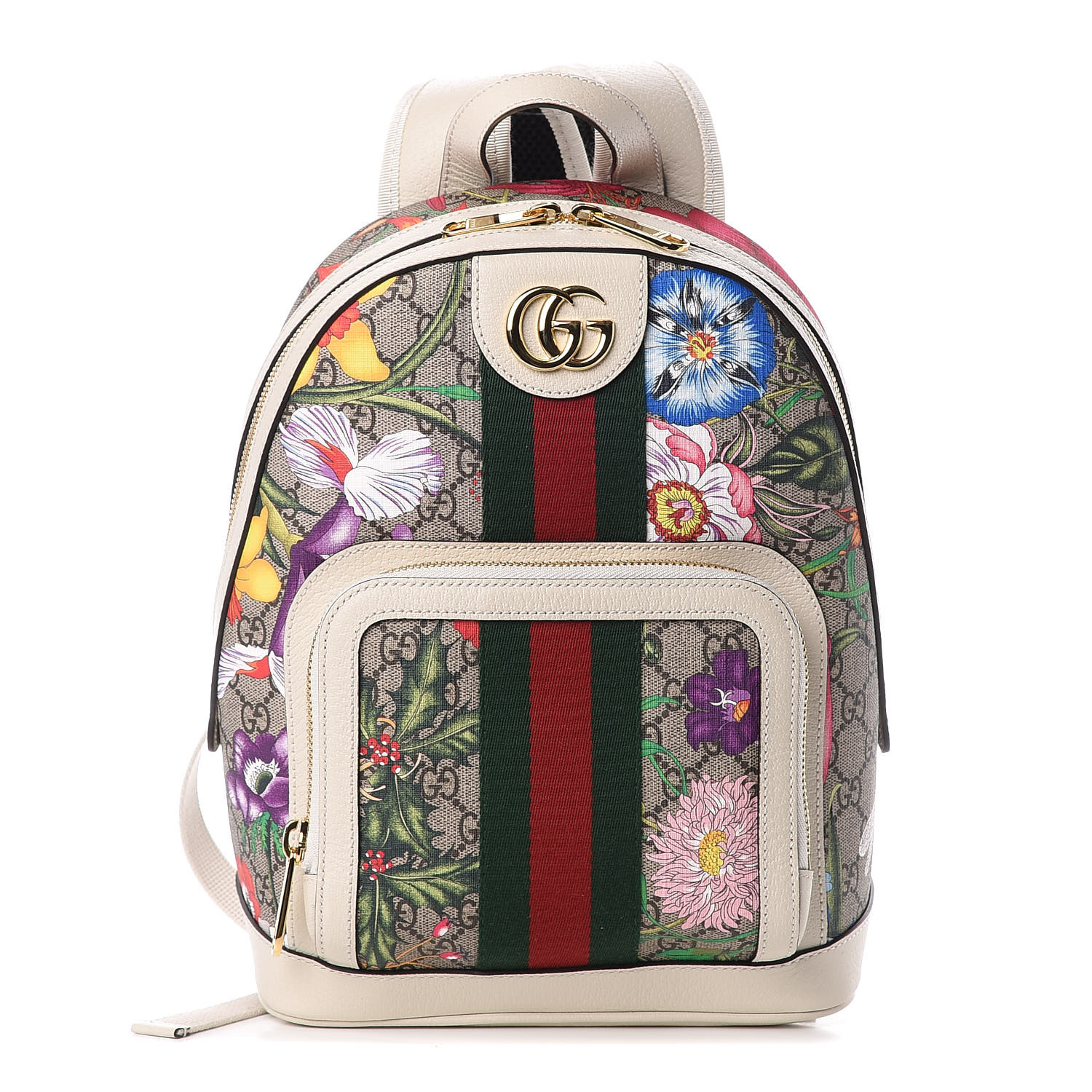 GUCCI GG Supreme Monogram Flora Web Small Ophidia Backpack White 599352