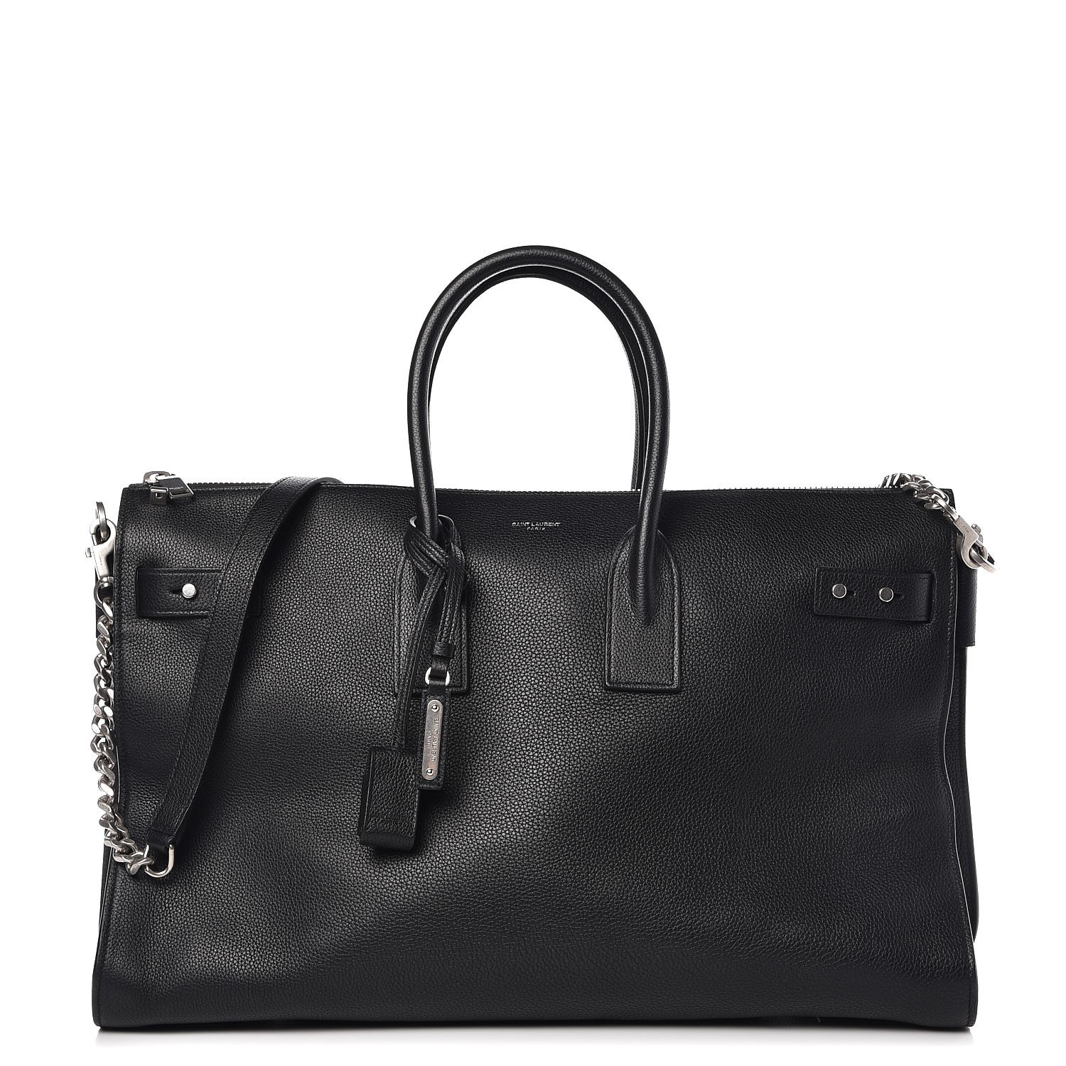 SAINT LAURENT Grained Calfskin Medium Souple Sac De Jour Duffle Black ...