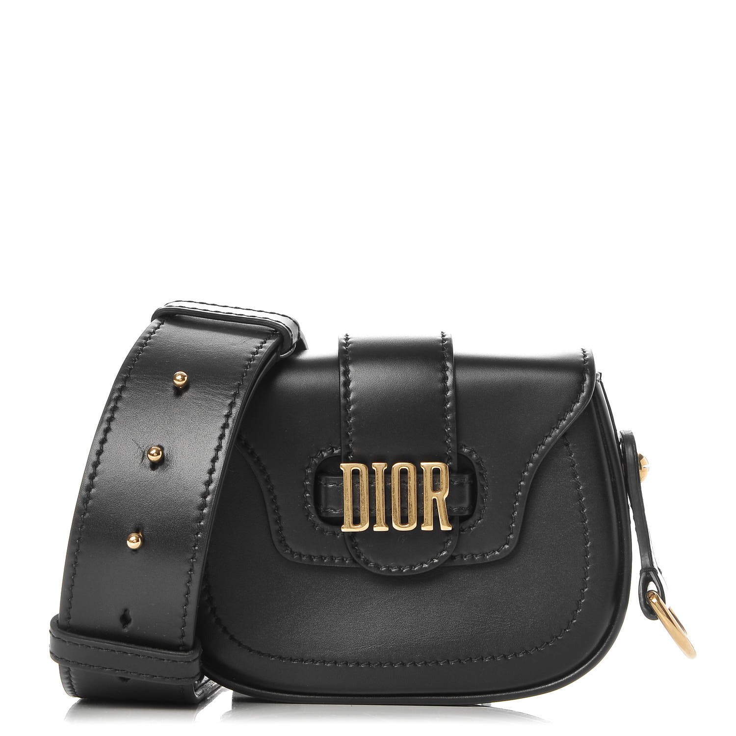 dior black calfskin saddle bag