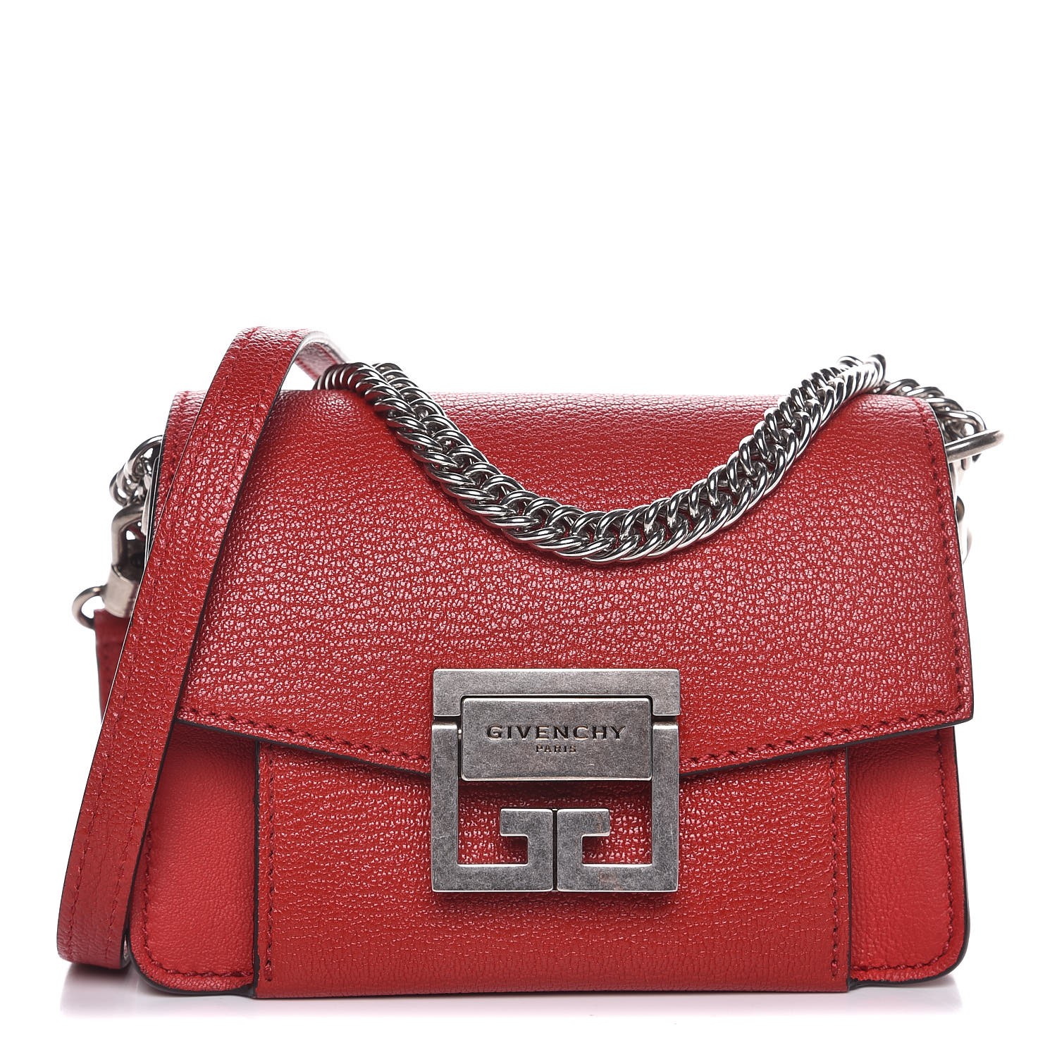 GIVENCHY Goatskin Mini GV3 Shoulder Bag Bright Red 337847
