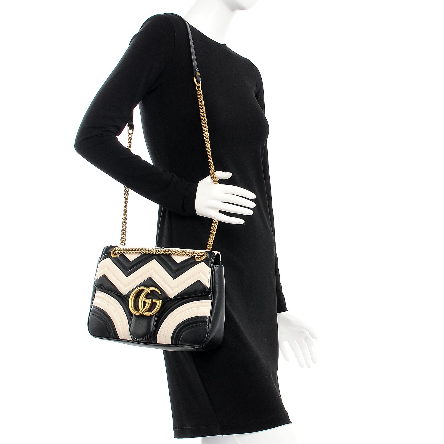 gucci marmont chevron black and white