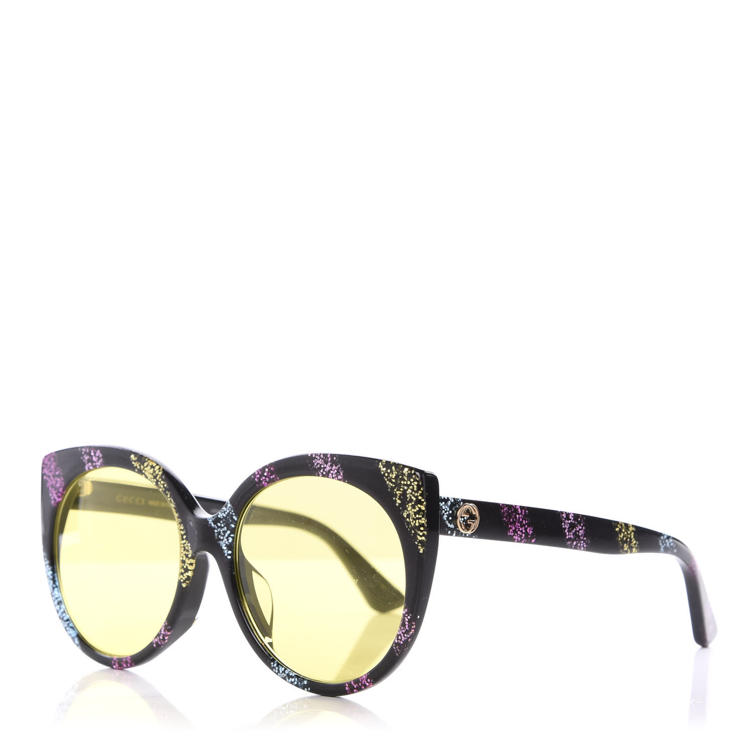 Gucci Glitter Cat Eye Sunglasses Gg0325sa Black Yellow 594740 