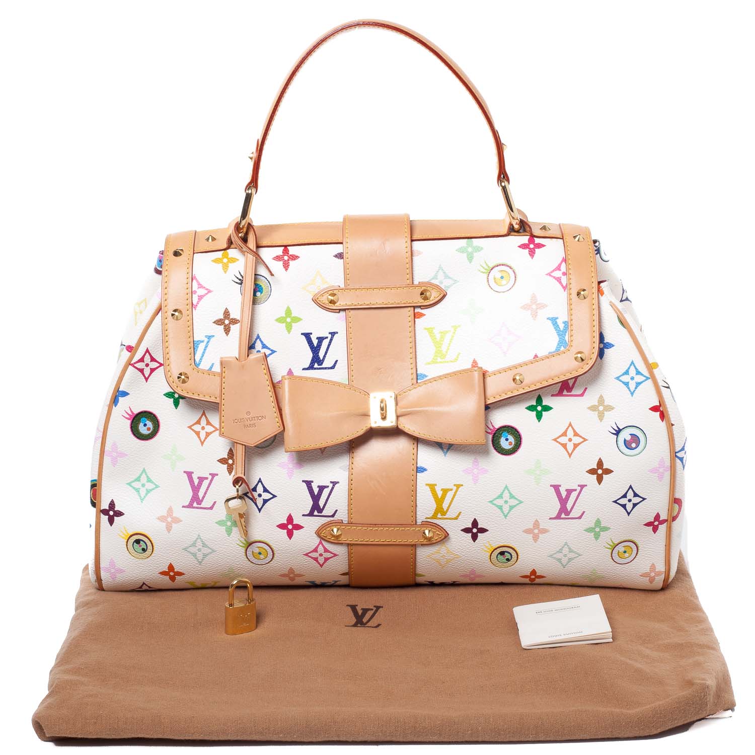 LOUIS VUITTON Multicolor Murakami Eye Love You Bag White 37870