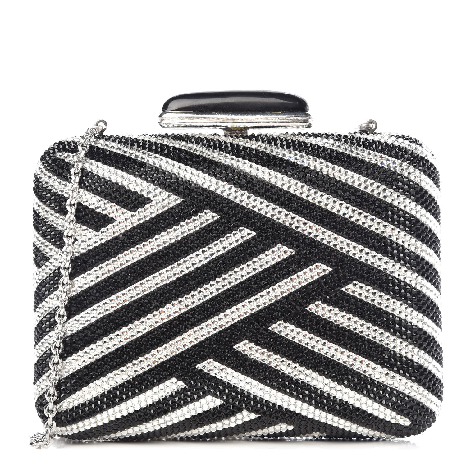 black and white striped clutch