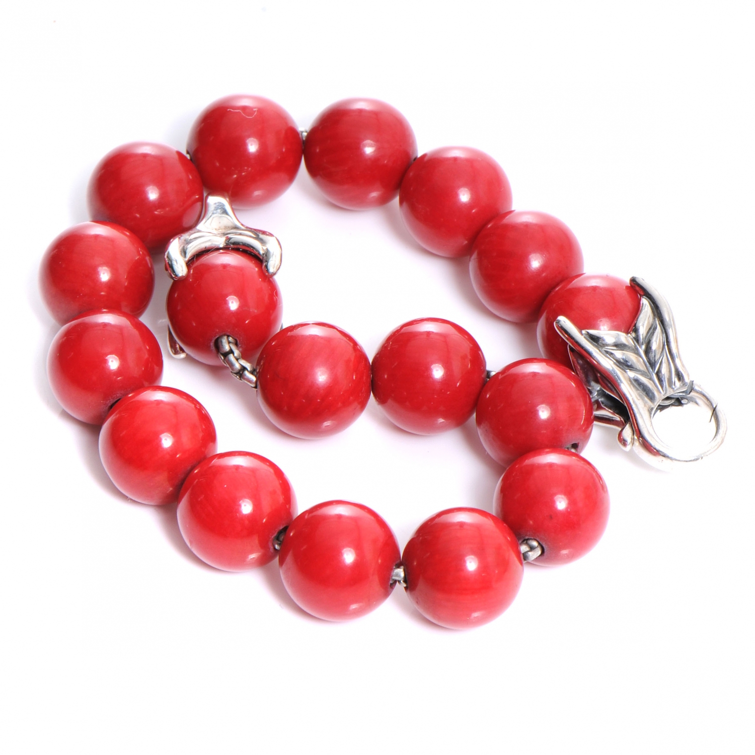 DAVID YURMAN Sterling Silver Coral Spiritual Beads Bracelet 47406