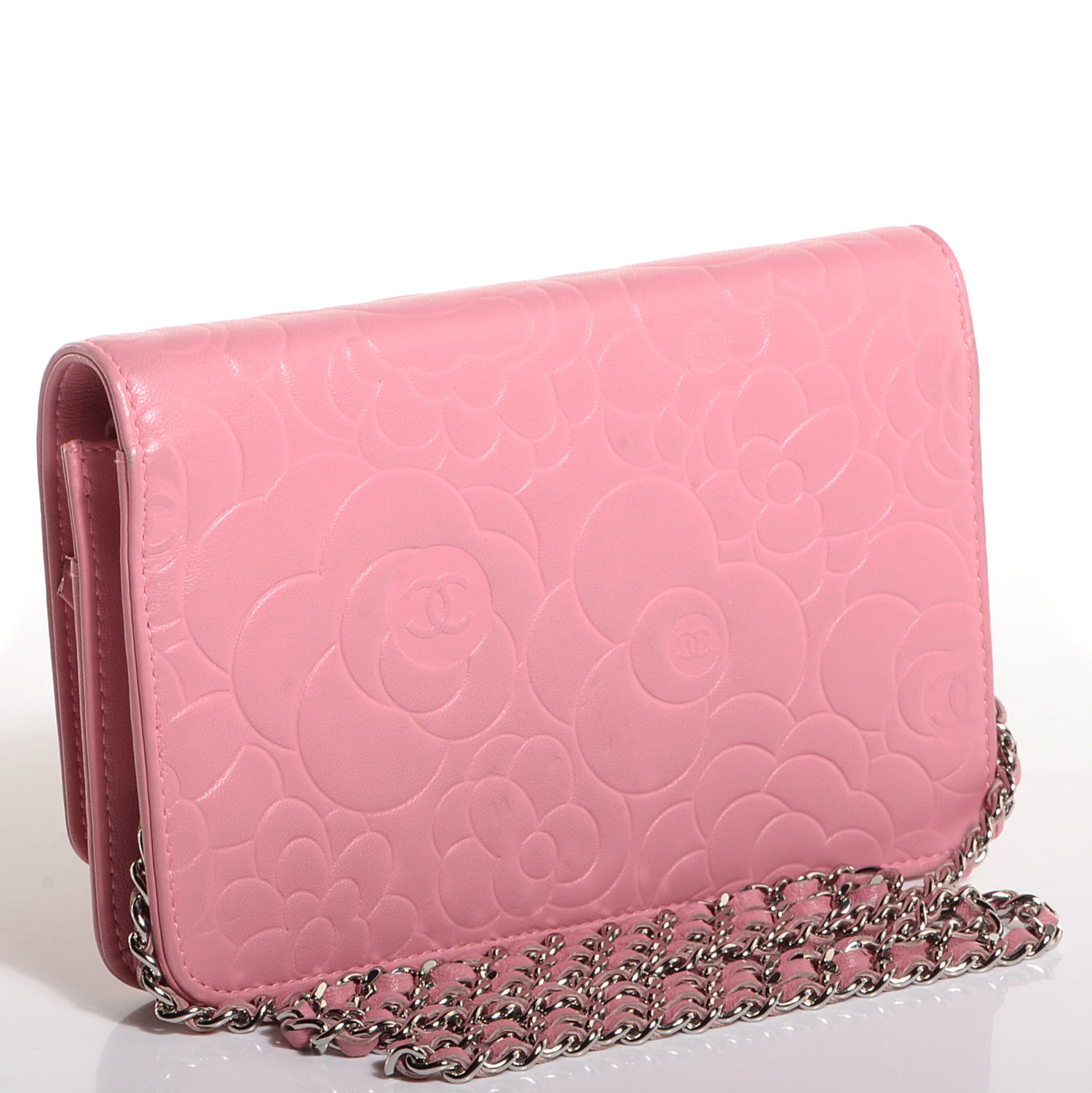 chanel camellia wallet pink