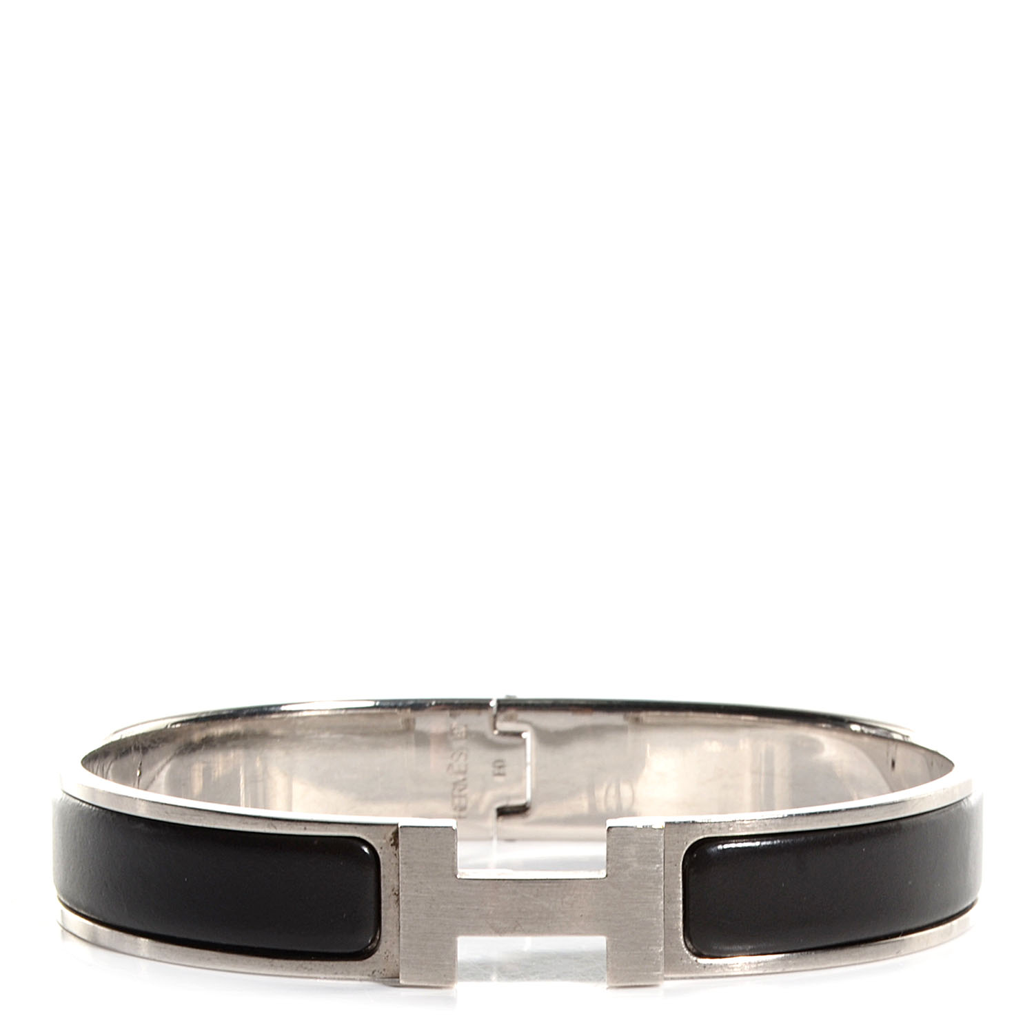 HERMES Matte Enamel Narrow Clic Clac HH Bracelet GM Black 79439