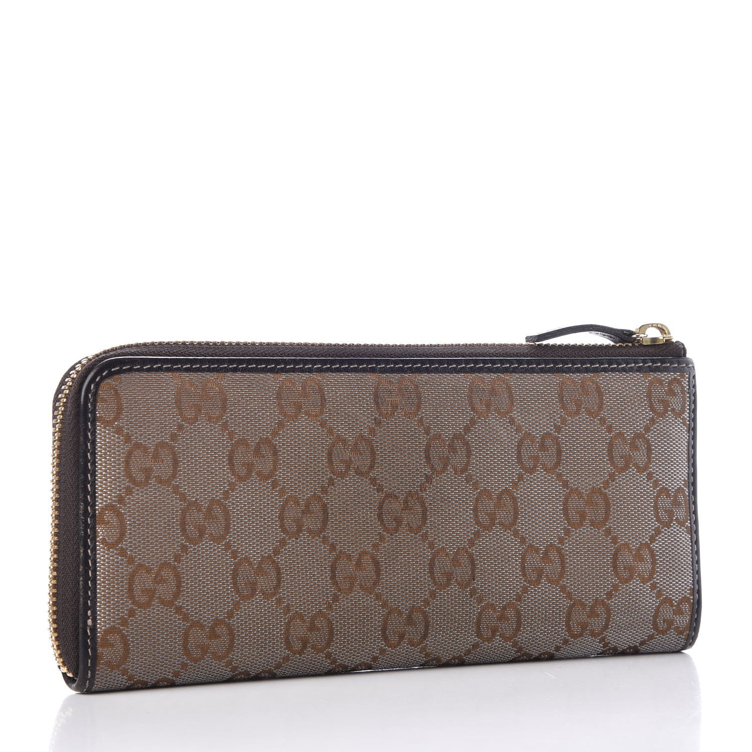 GUCCI Metallic Monogram Zip Around Wallet Brown 319417