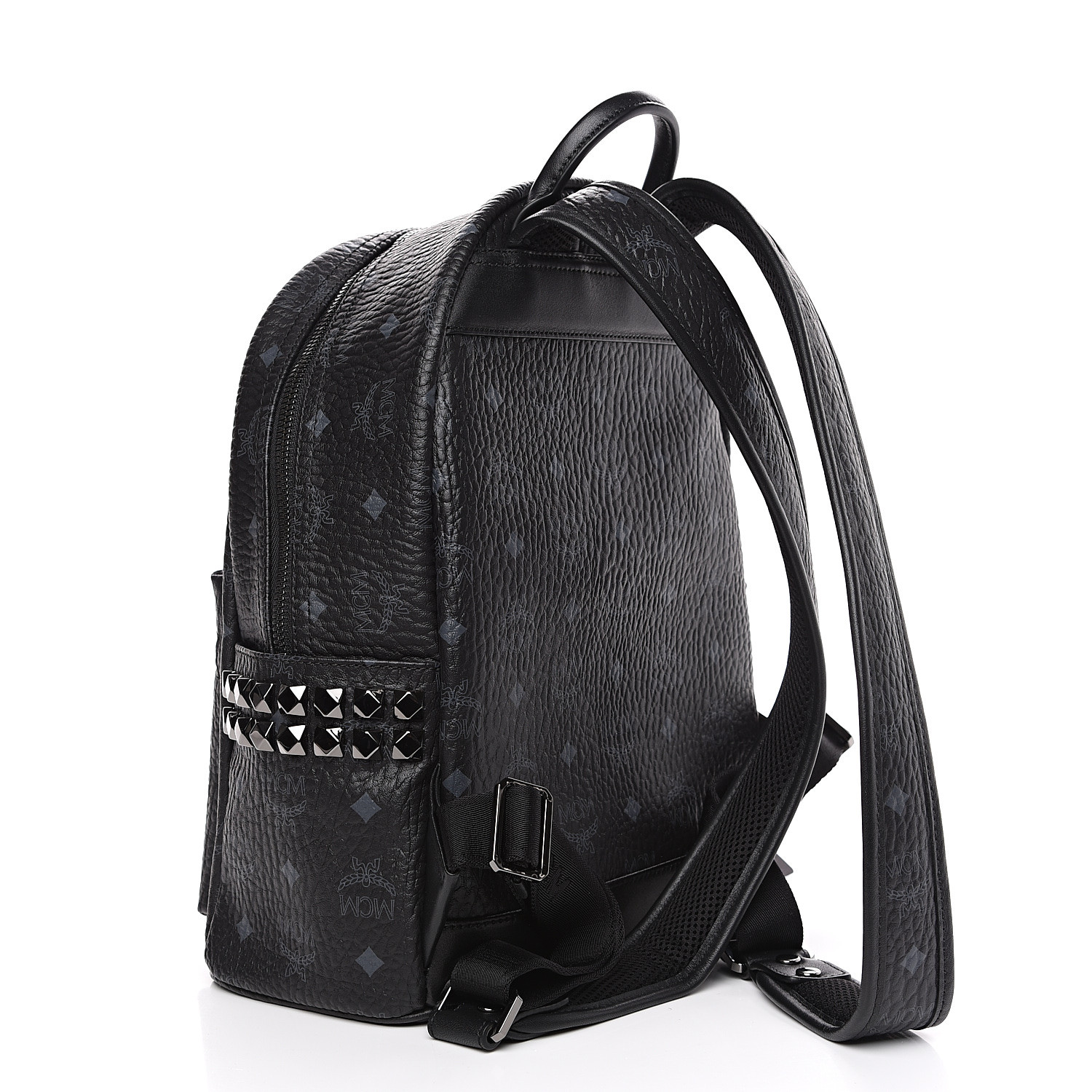 MCM Visetos Small Side Stud Stark Backpack Black 550932 | FASHIONPHILE