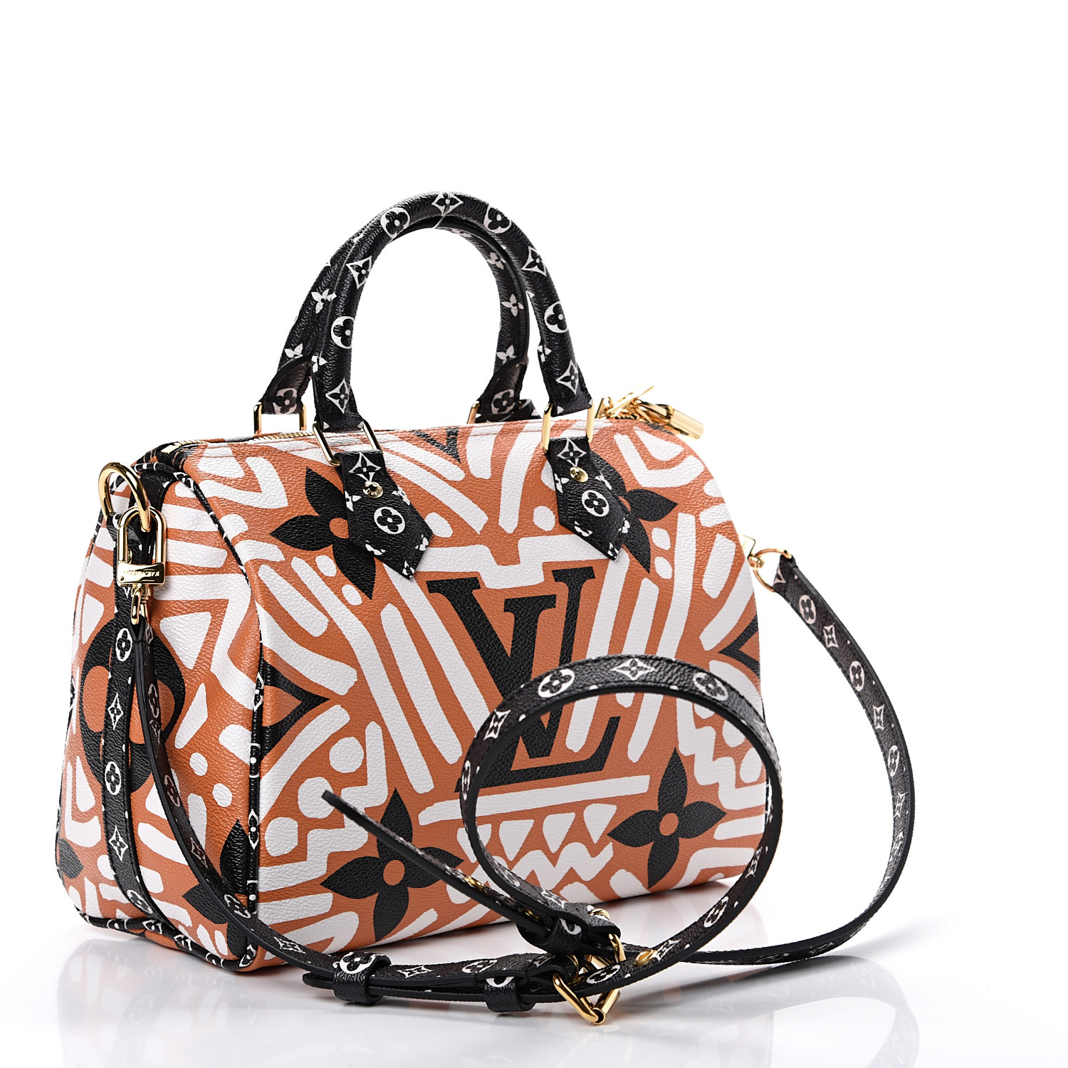 LOUIS VUITTON Monogram Giant Crafty Speedy Bandouliere 25 Creme Caramel ...