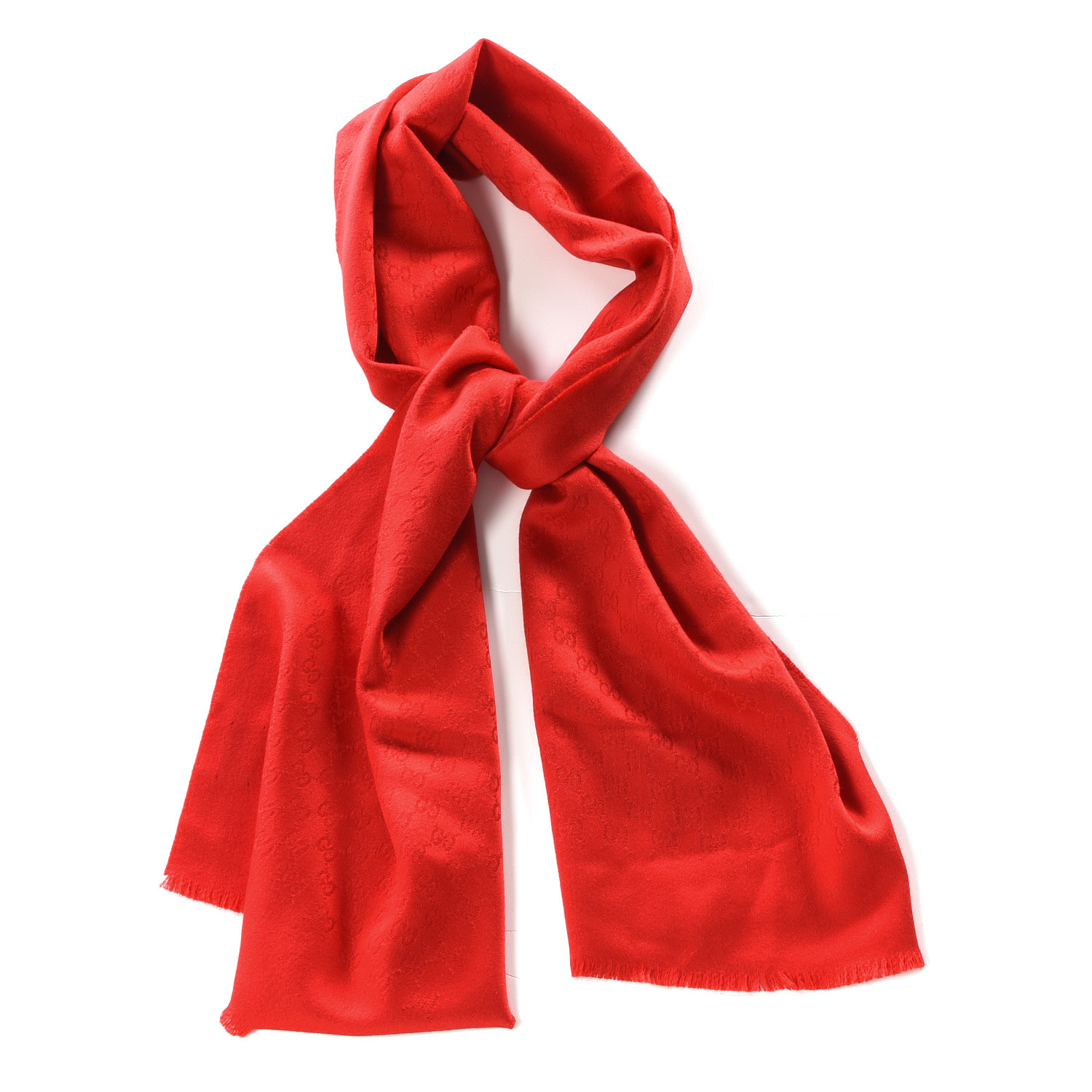 GUCCI Cashmere GG Monogram Scarf Flame 556526