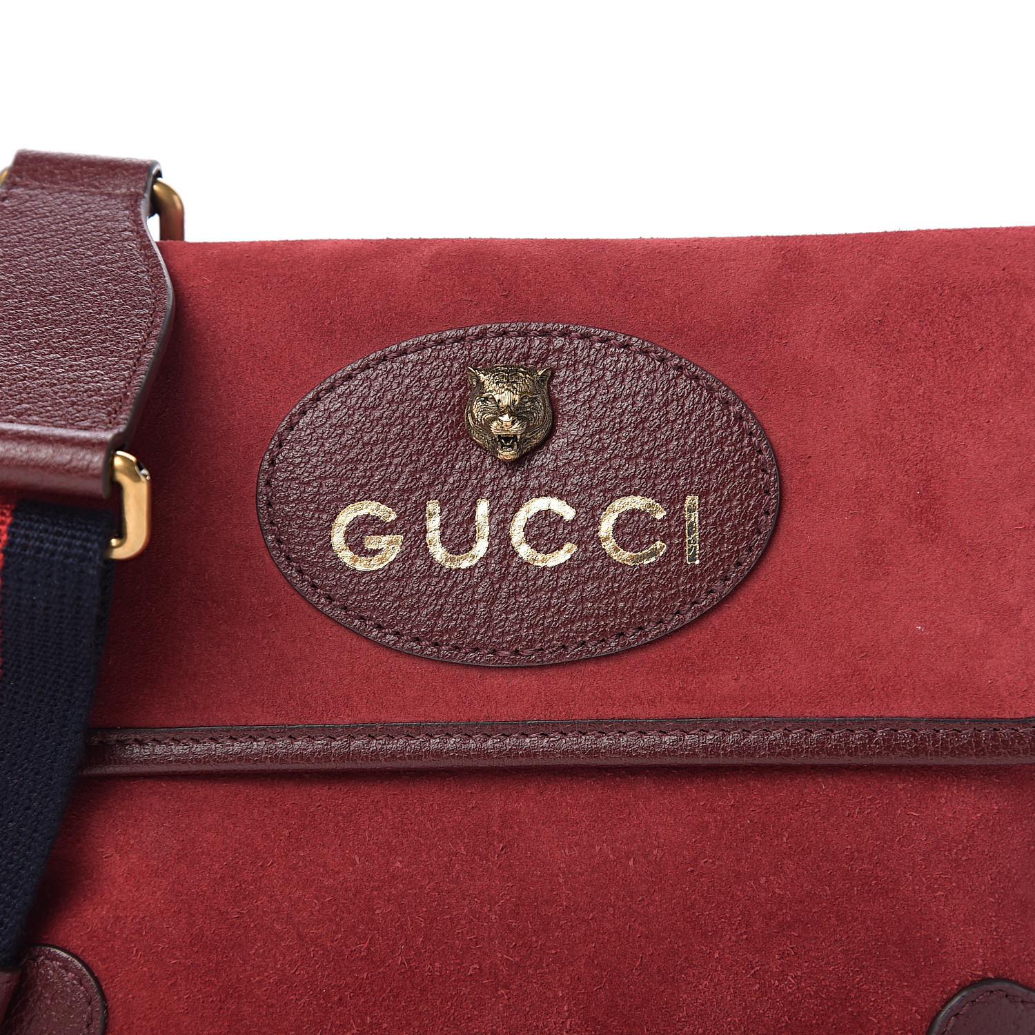 Gucci Suede Neo Vintage Web Small Messenger Bag Red