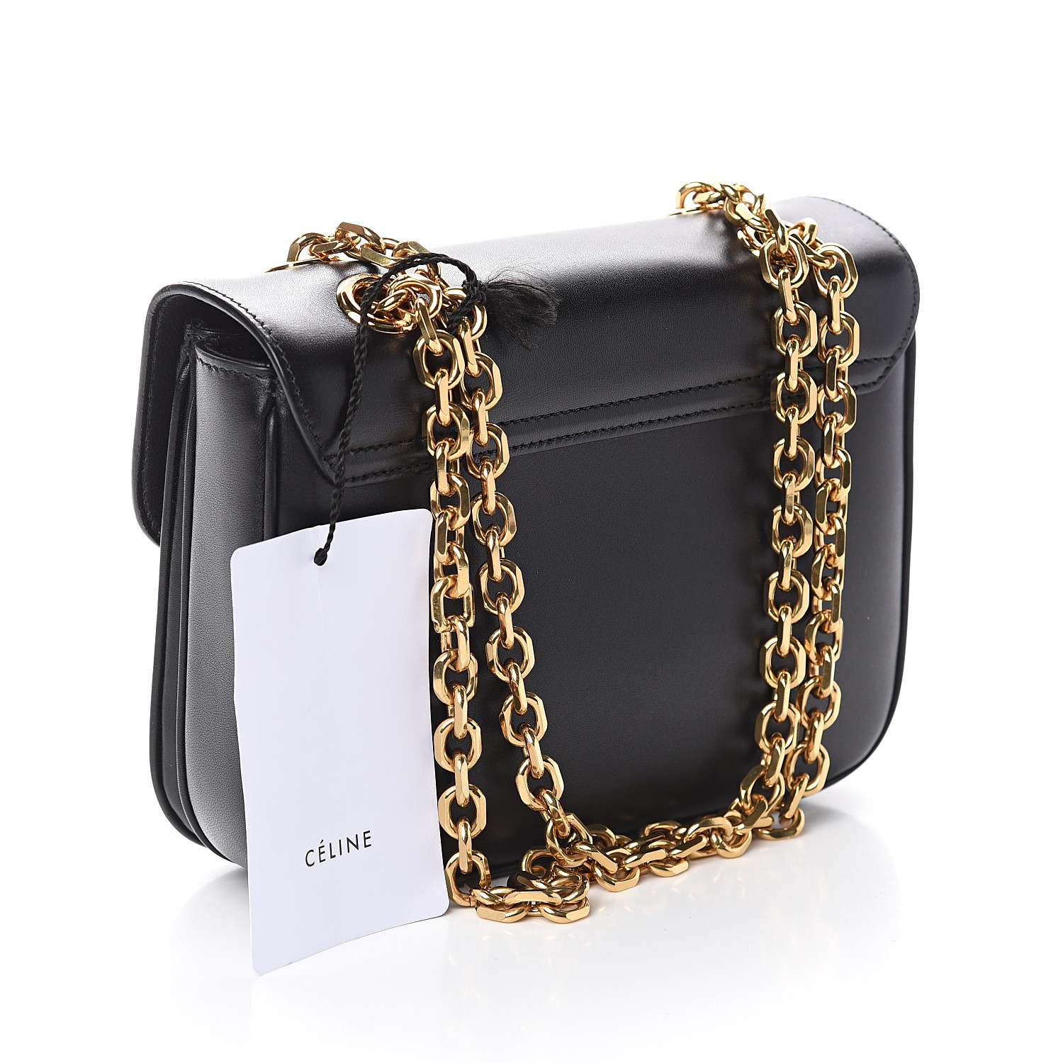 CELINE Shiny Calfskin Small C Bag Black 574430 | FASHIONPHILE