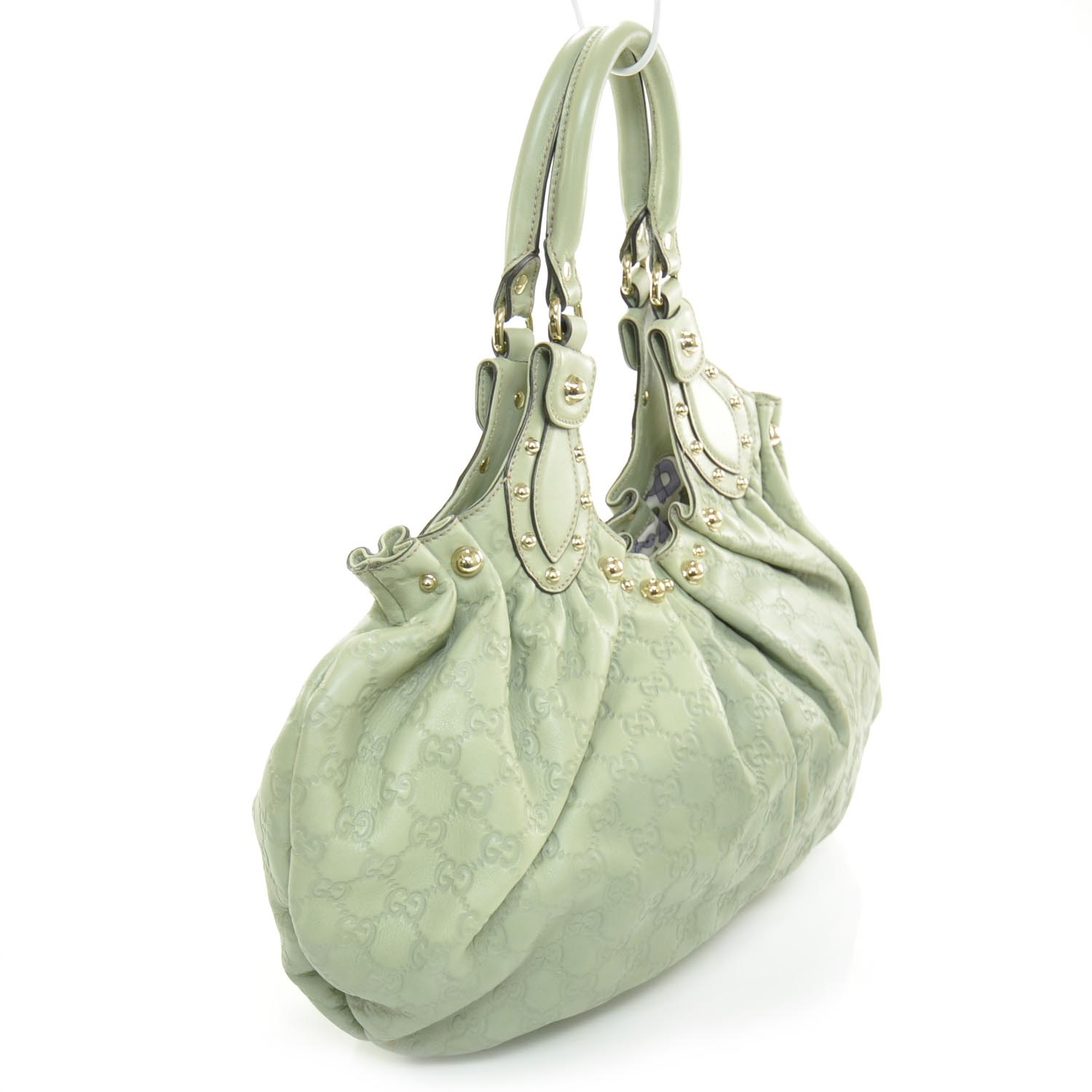 GUCCI Guccissima Leather Pelham Shoulder Bag Mint Green 25924