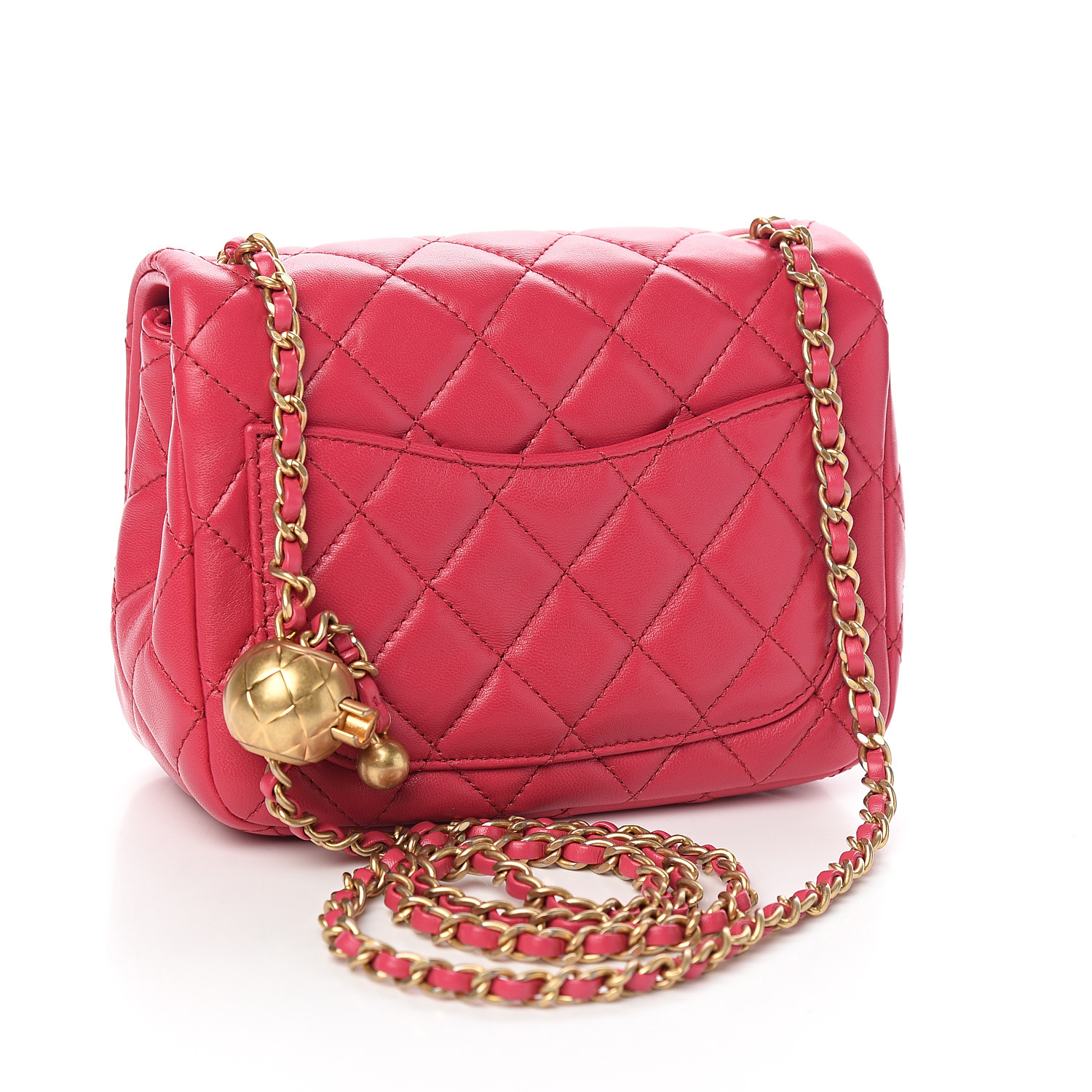 CHANEL Lambskin Quilted Pearl Crush Mini Flap Pink 560788