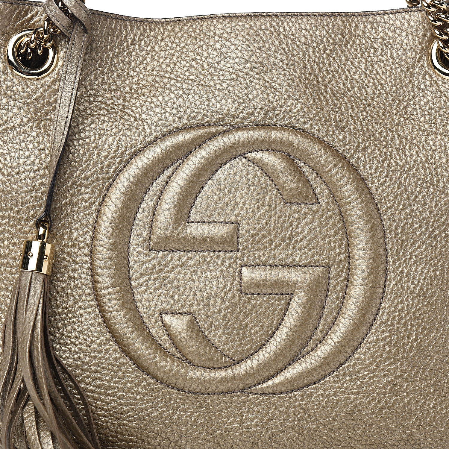 gucci metallic gold logo shoulder bag