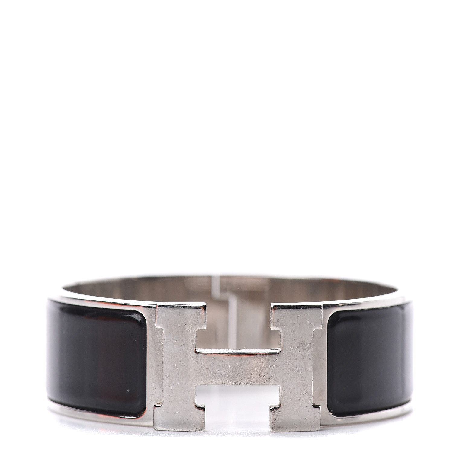 HERMES Enamel Wide Clic Clac H Bracelet PM Black 566157