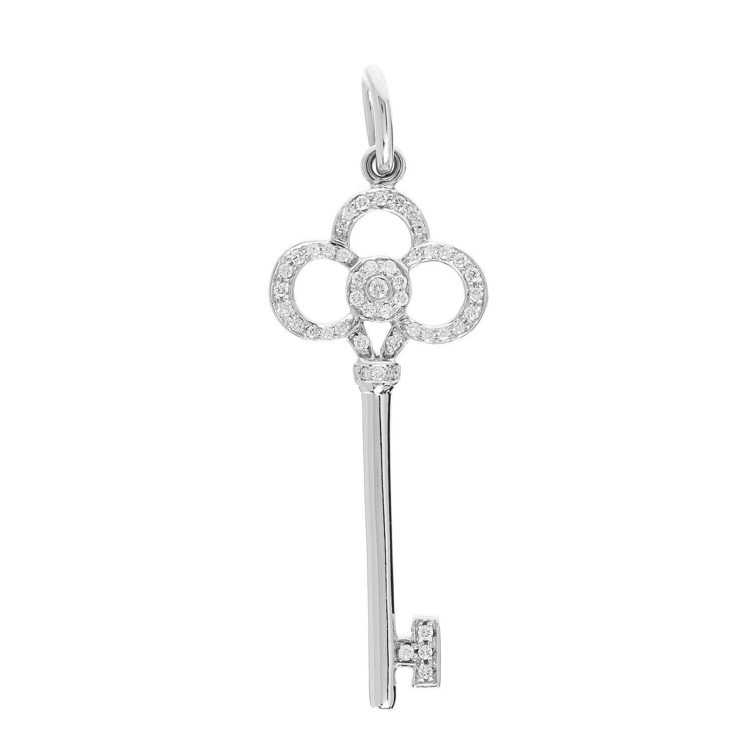 TIFFANY 18K White Gold Diamond Crown Key Pendant 546529