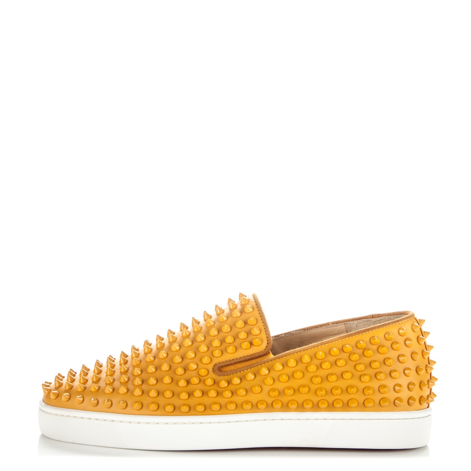 yellow spiked loafers