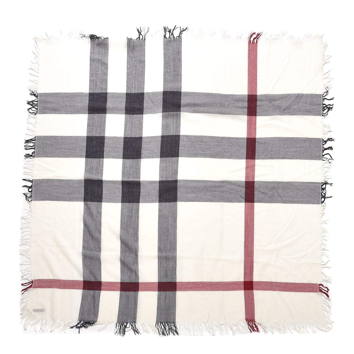 burberry ivory check merino wool square scarf