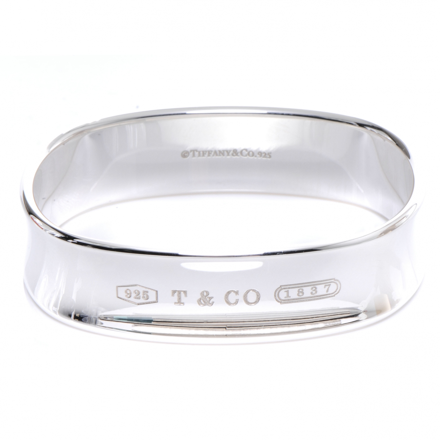 TIFFANY Sterling Silver 1837 Cushion Bangle Bracelet 47455