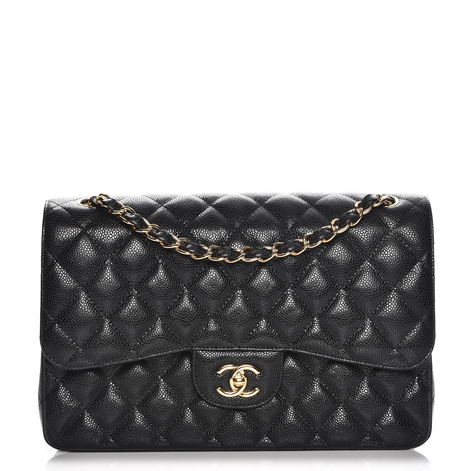 chanel black caviar jumbo double flap silver hardware