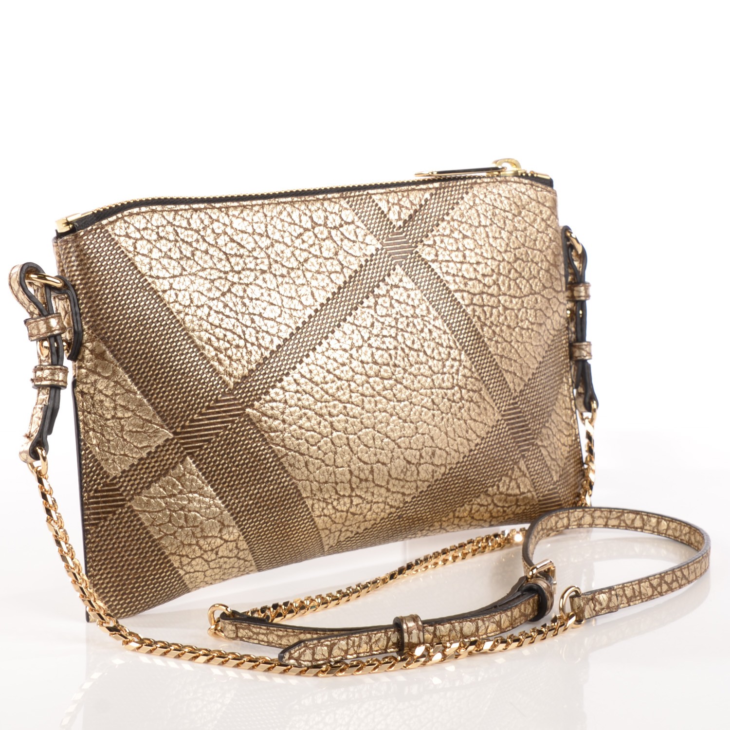 BURBERRY Metallic Signature Grain Check Embossed Peyton Crossbody ...