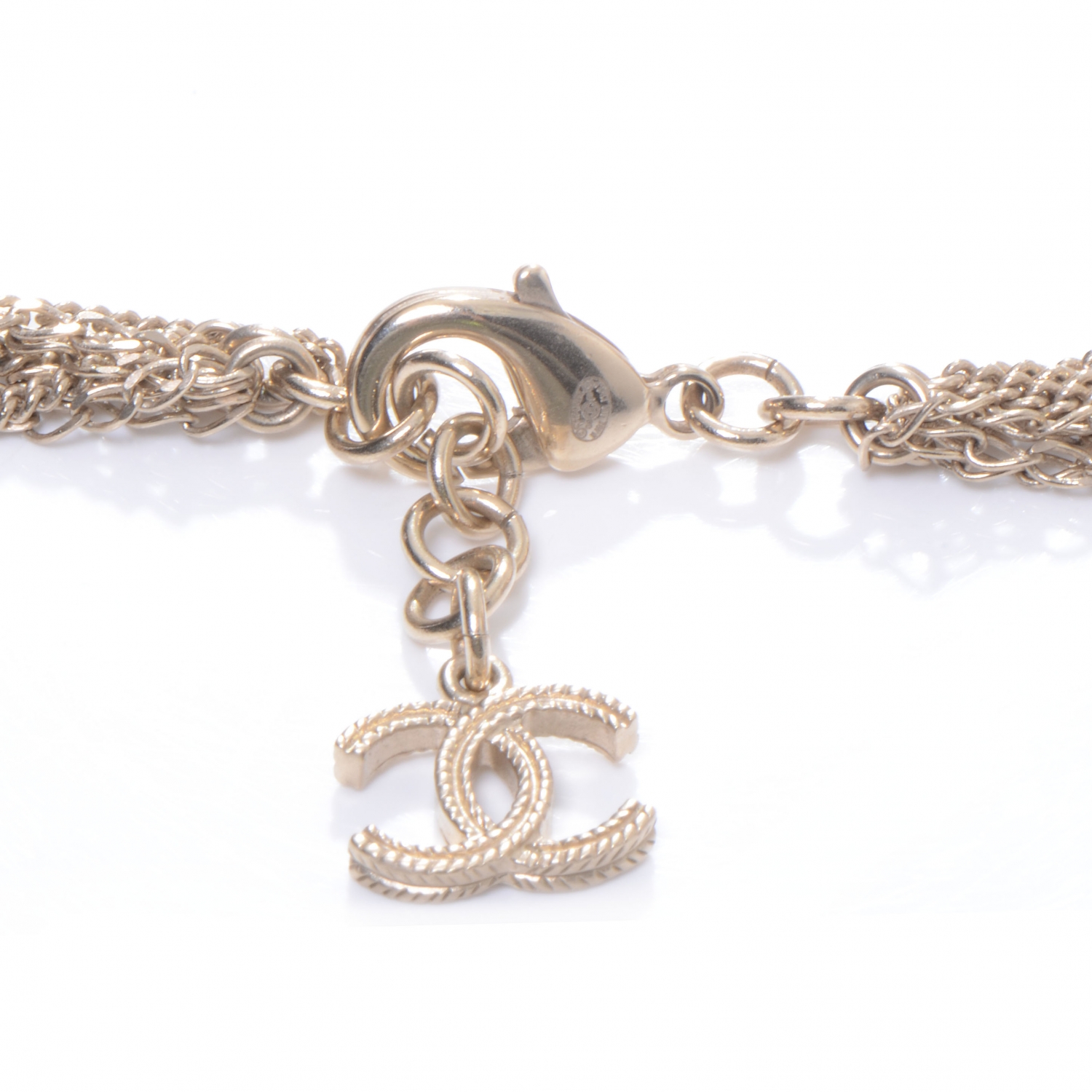 CHANEL Gold Pearl Lucky Charms Heart Necklace 50064