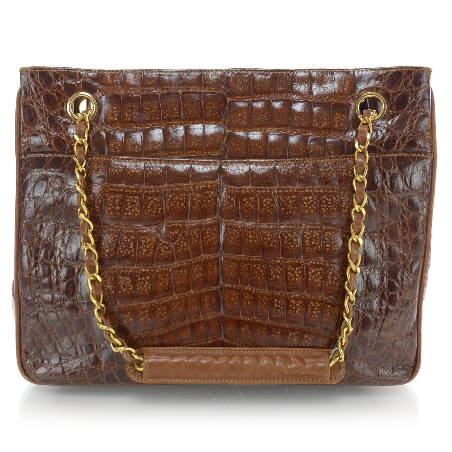 CHANEL Alligator Tote Brown 38203