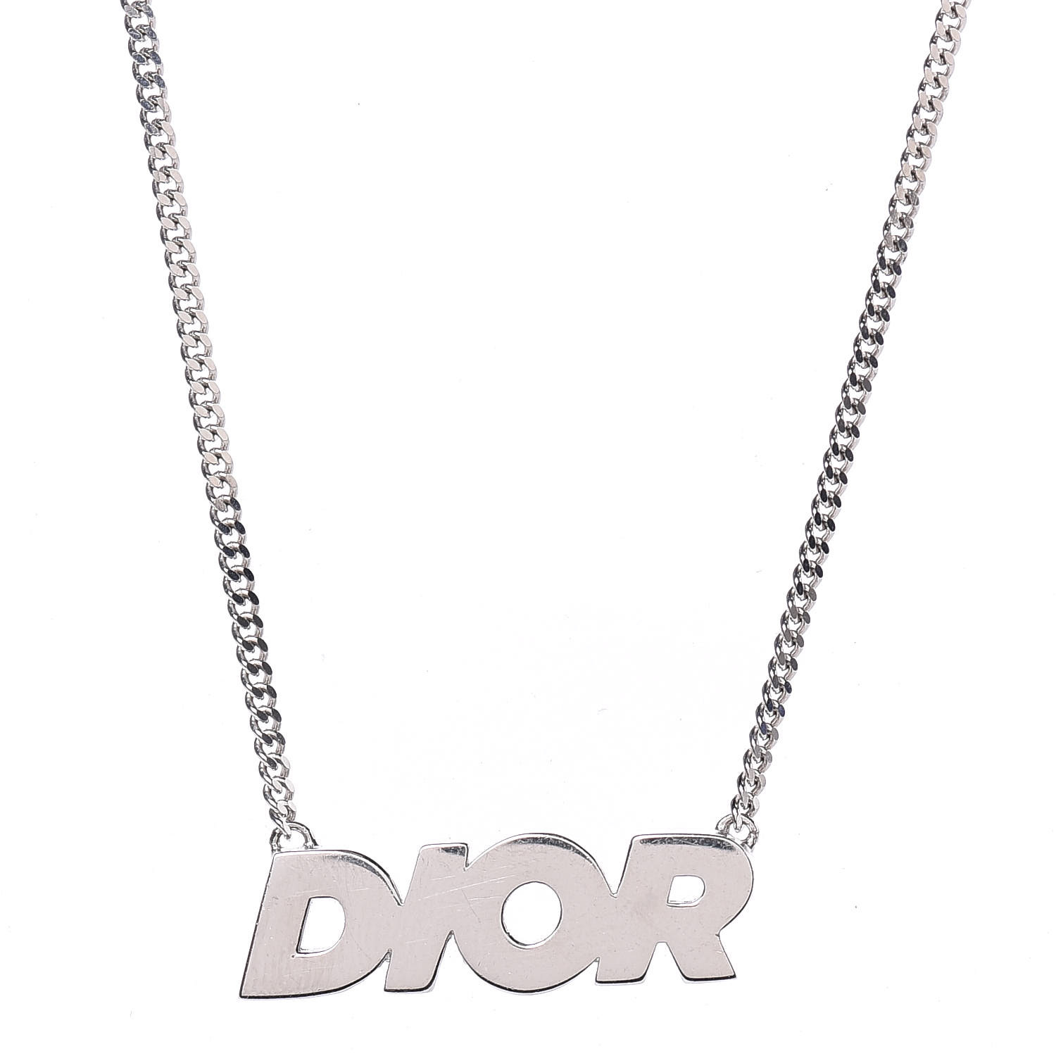 dior logo sterling silver pendant necklace