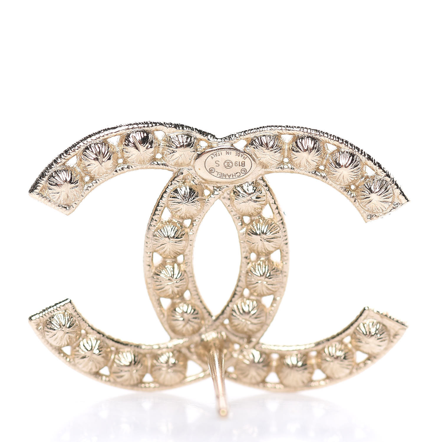 CHANEL Crystal CC Large Stud Earrings Gold 431925