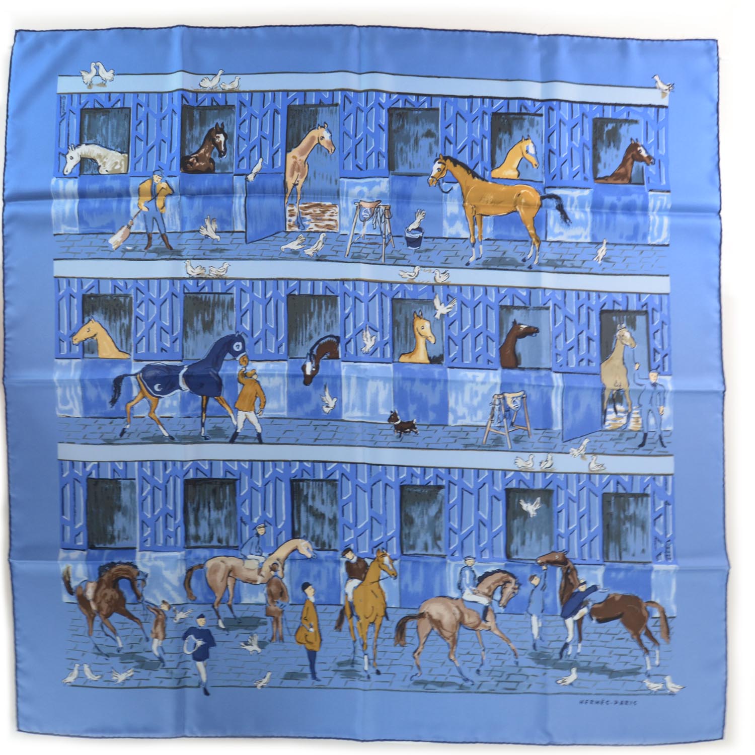 HERMES Silk Les Boxes Scarf 90 36280