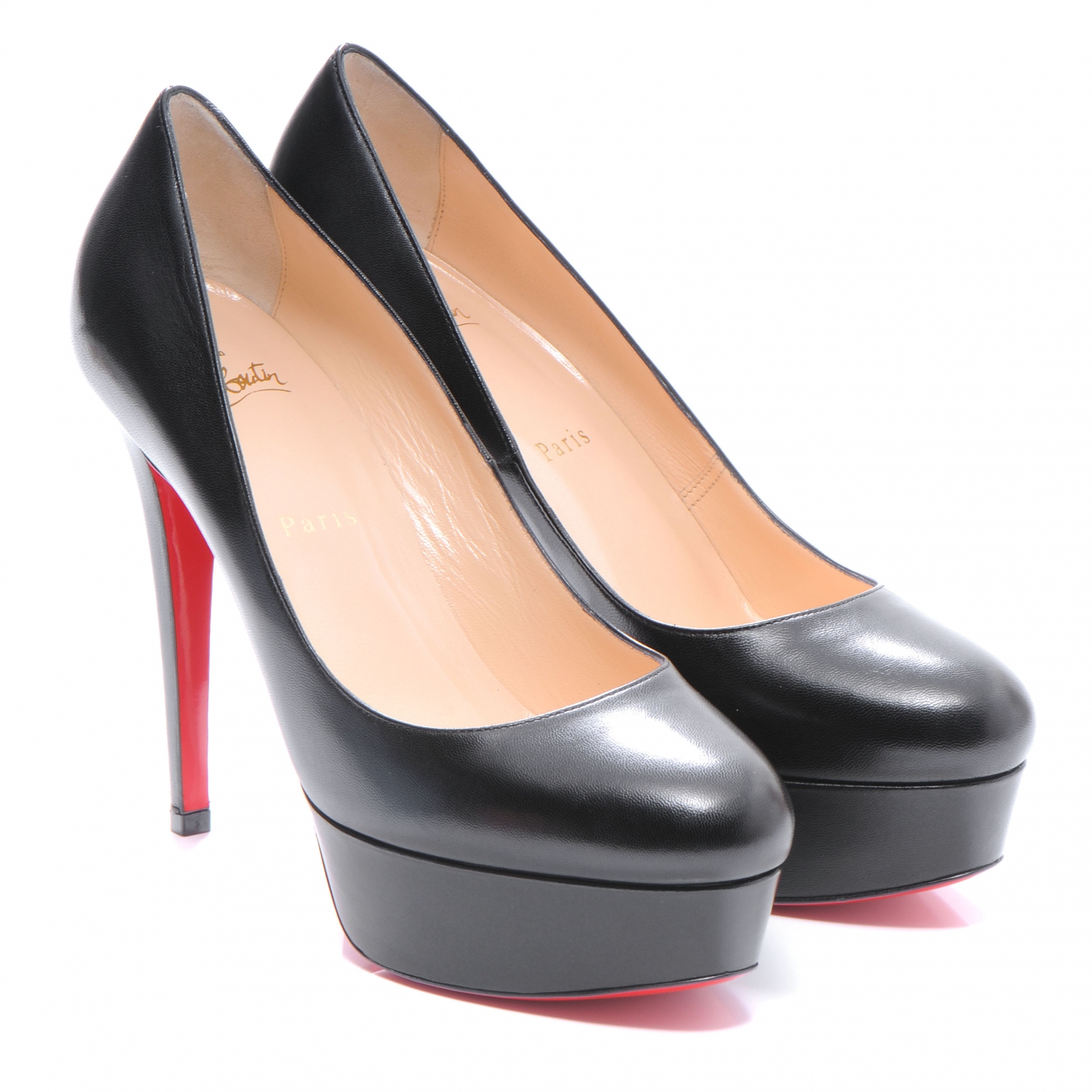 CHRISTIAN LOUBOUTIN Leather Bianca 120 Kid Pumps 38.5 Black 49838