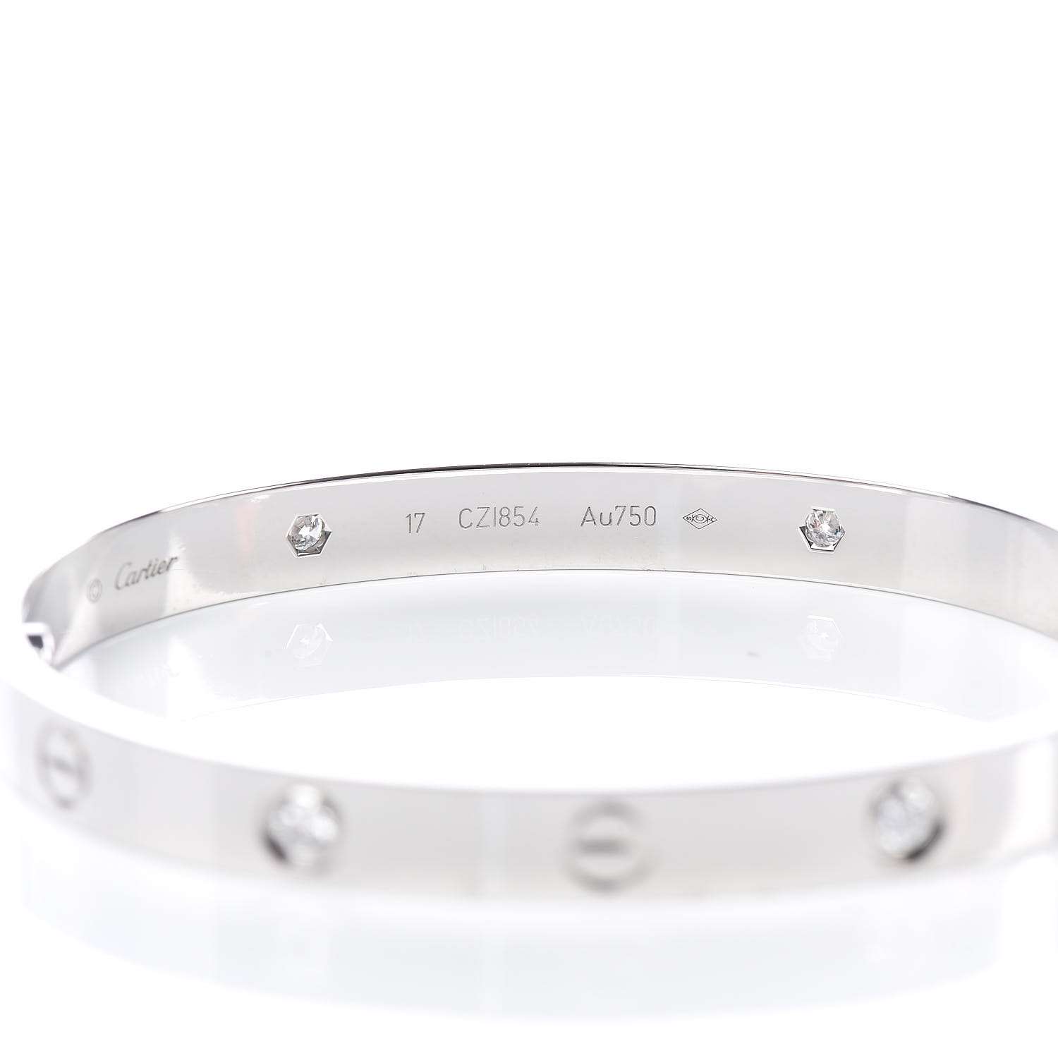 Cartier 18k White Gold 4 Diamond Love Bracelet 17 508739