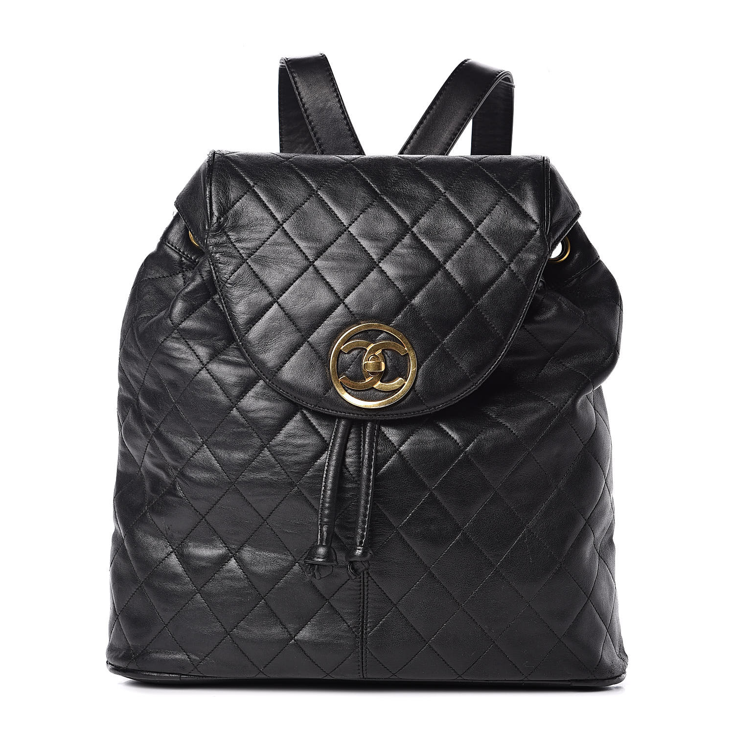 chanel quilted drawstring bag