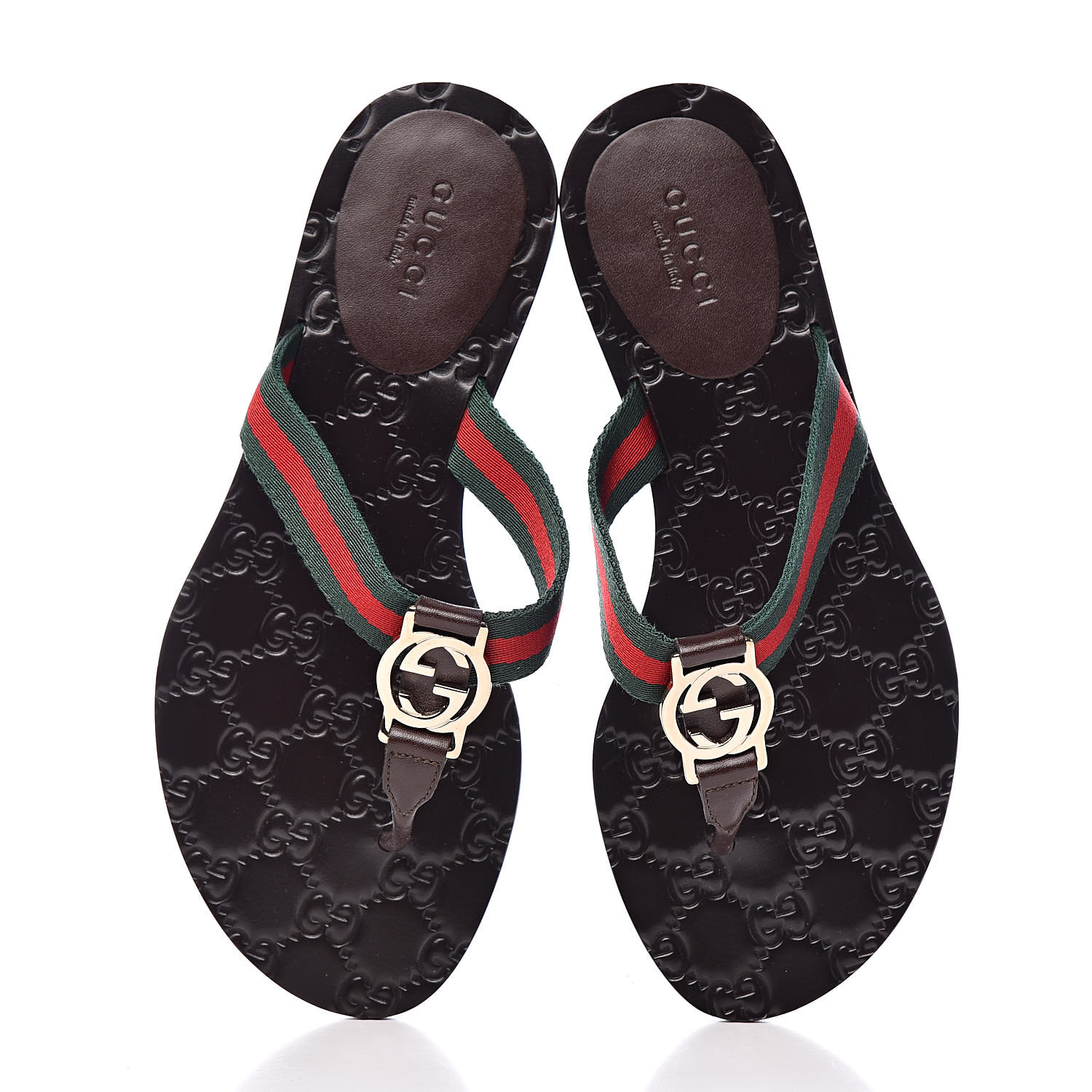 GUCCI Web Thong Sandals 35.5 Black 509930