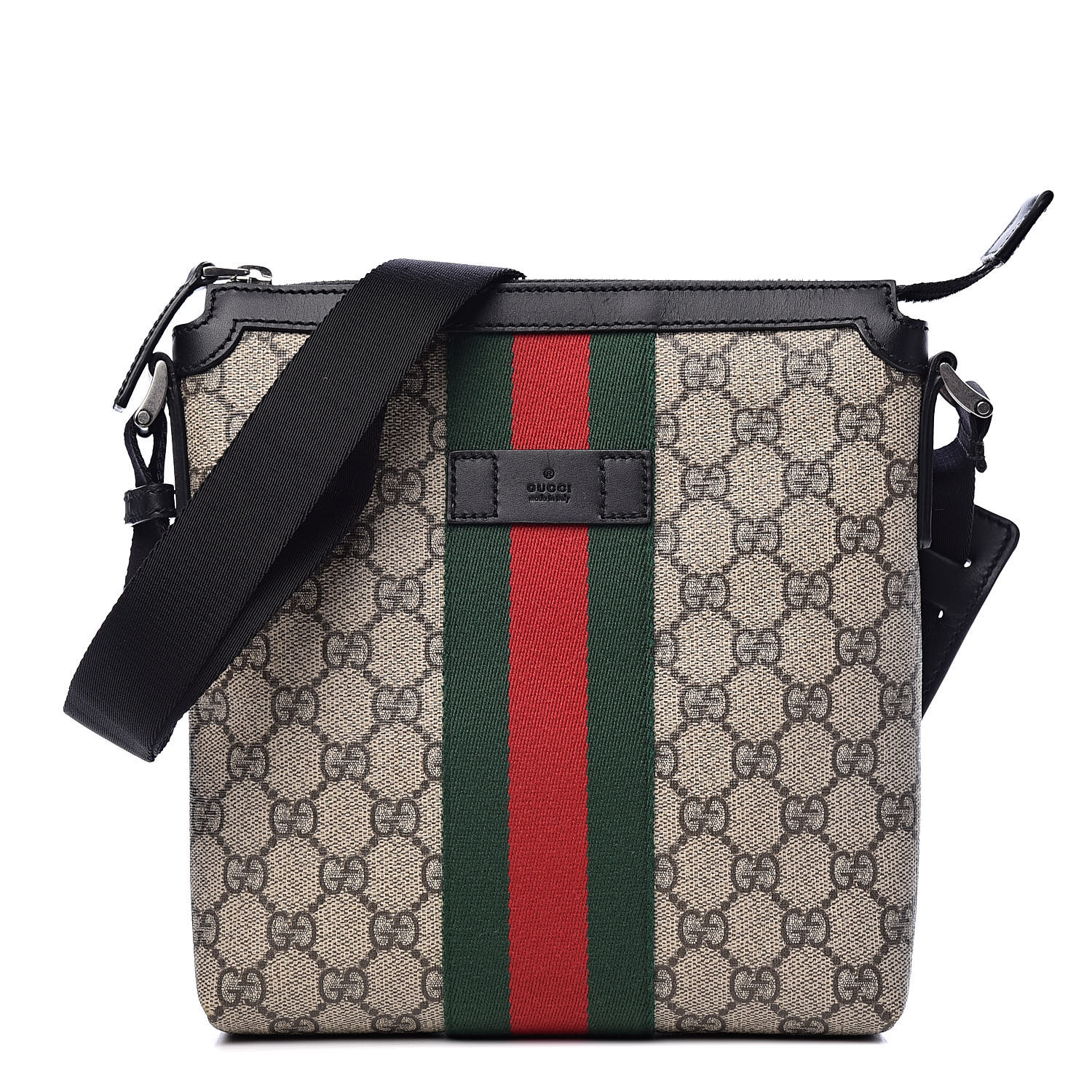 GUCCI GG Supreme Monogram Web Messenger Bag Black 501159