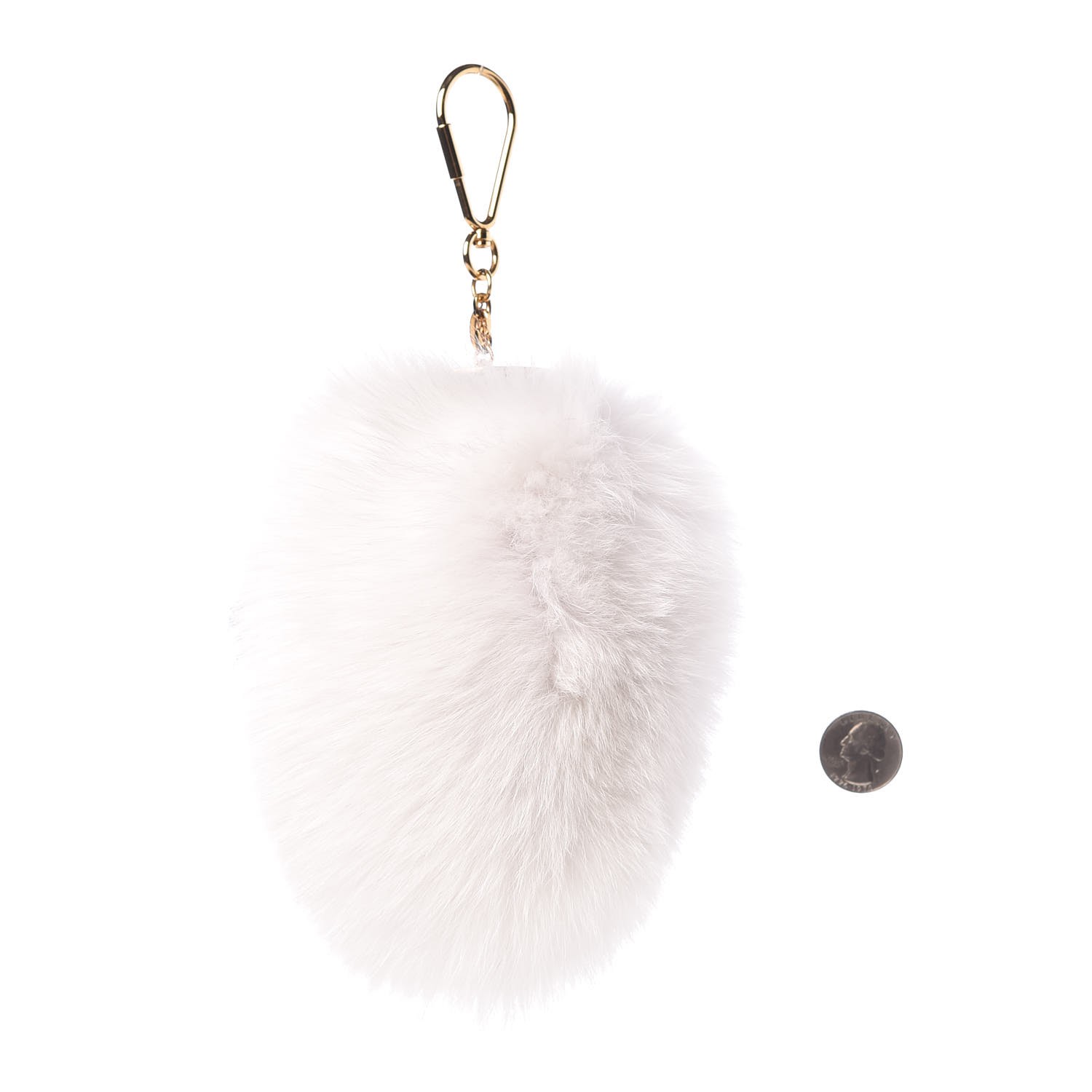 LOUIS VUITTON Fox Fur Fuzzy V Bag Charm White 331934