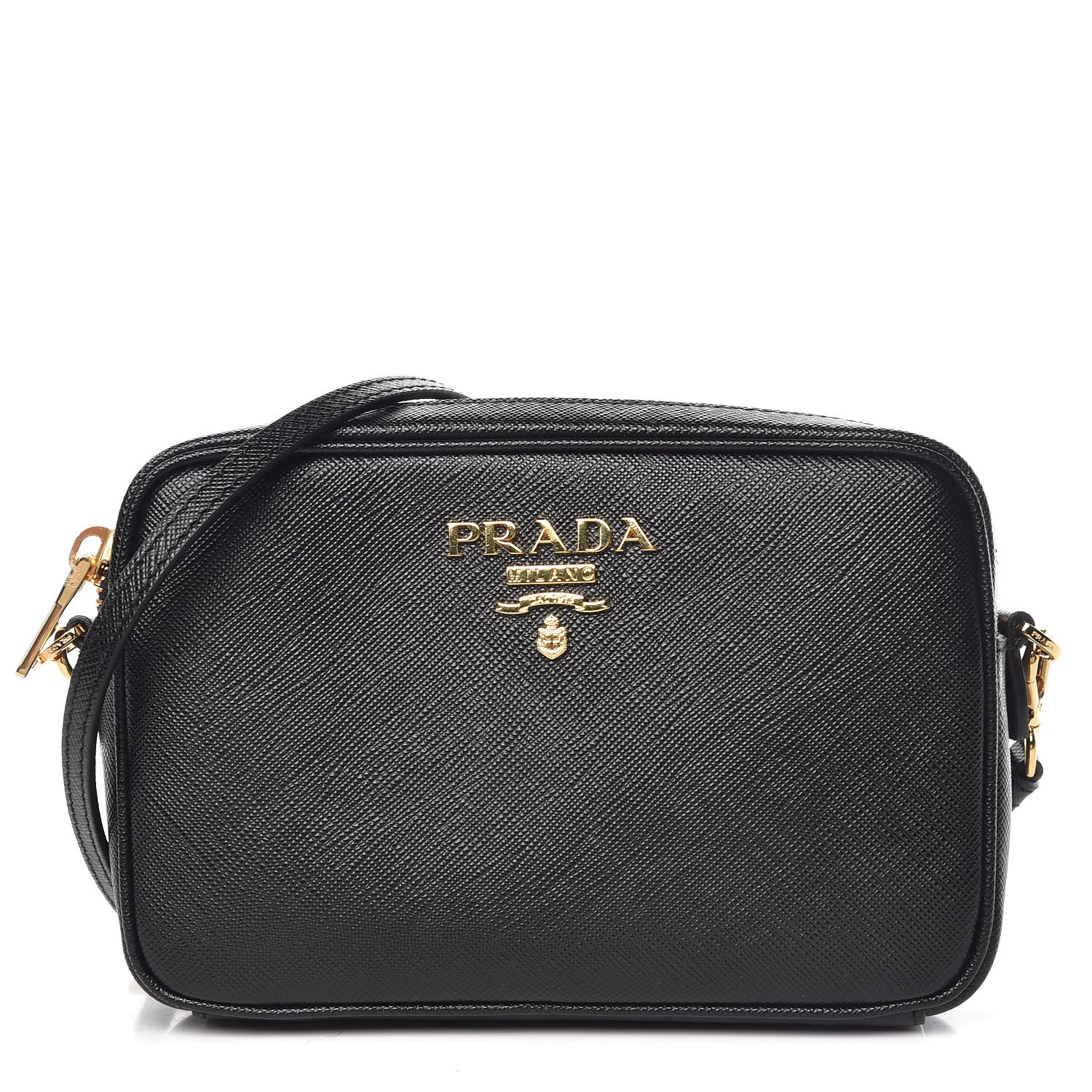 PRADA Saffiano Small Camera Crossbody Bag Black 375365