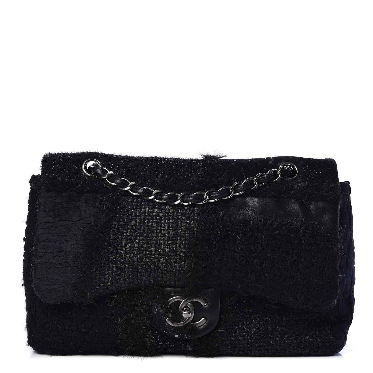 chanel faux fur bag