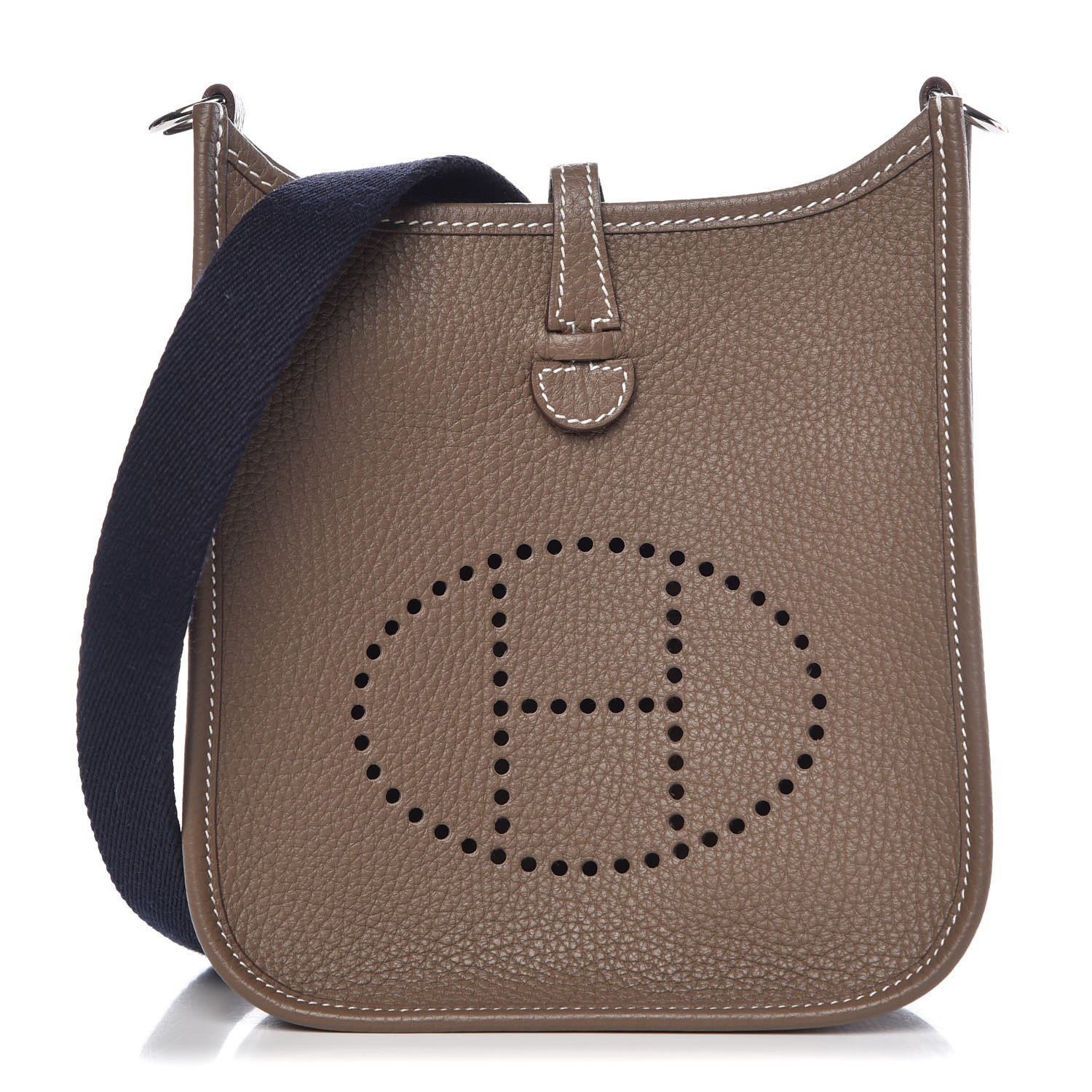 HERMES Taurillon Clemence Amazone Evelyne TPM Etoupe Bleu Indigo 348708