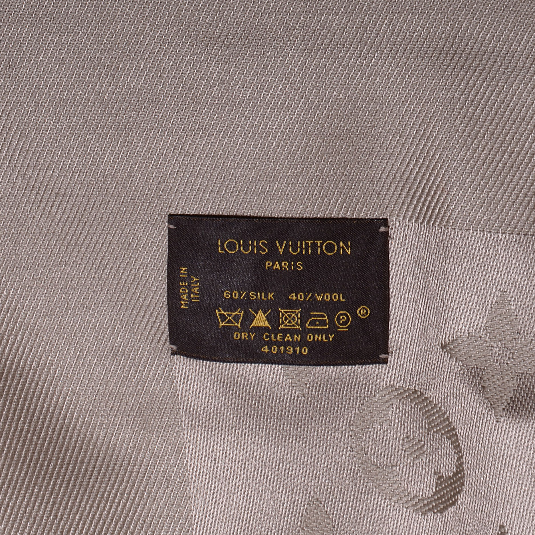 Louis Vuitton Parisjumbo Scarfsilk 60 40 Wool Brown 