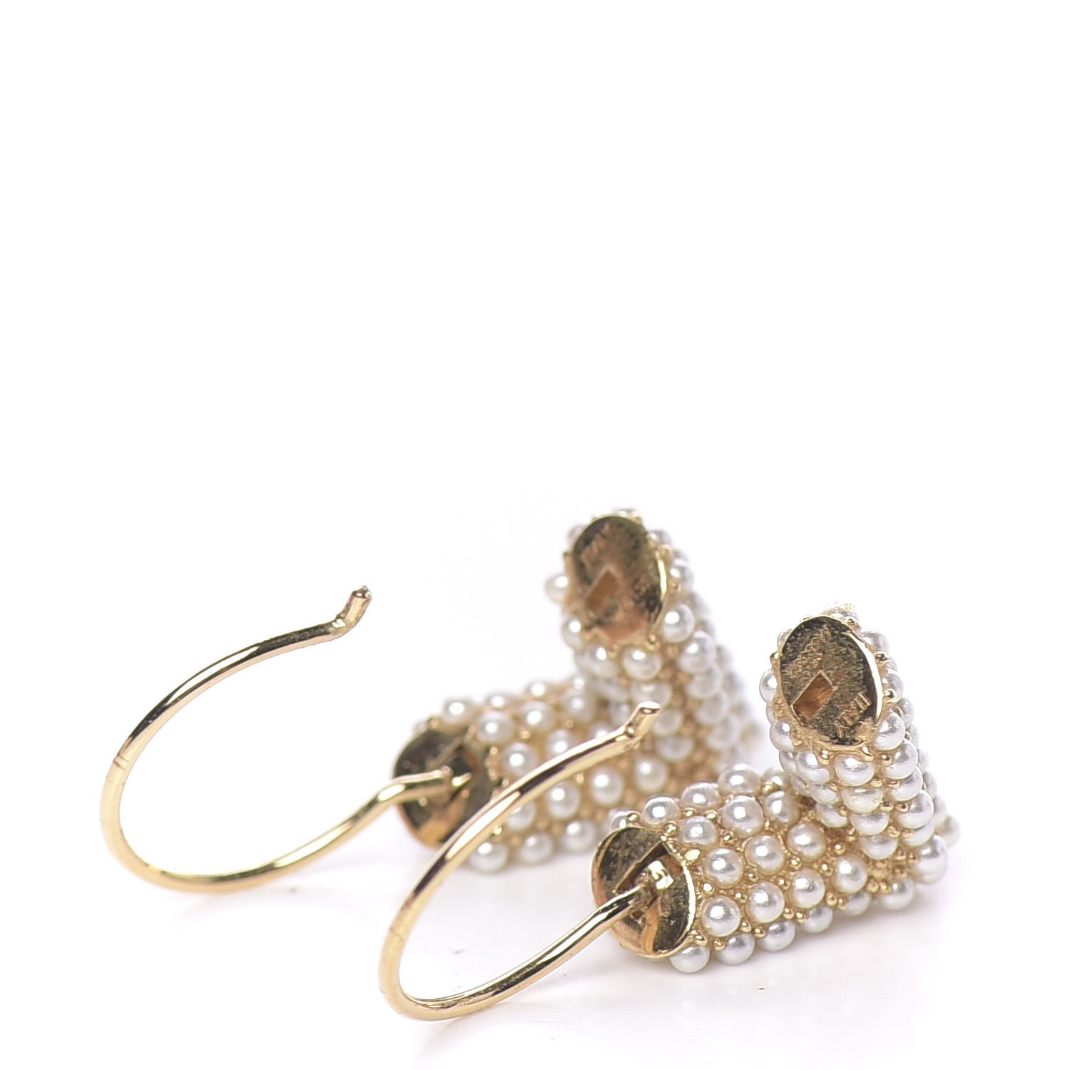 Auth Louis Vuitton Embossed LV Monogram Hoop Earring Pink Gold