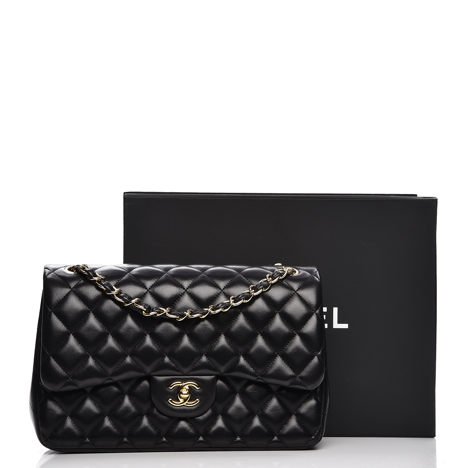 chanel lambskin quilted jumbo double flap black