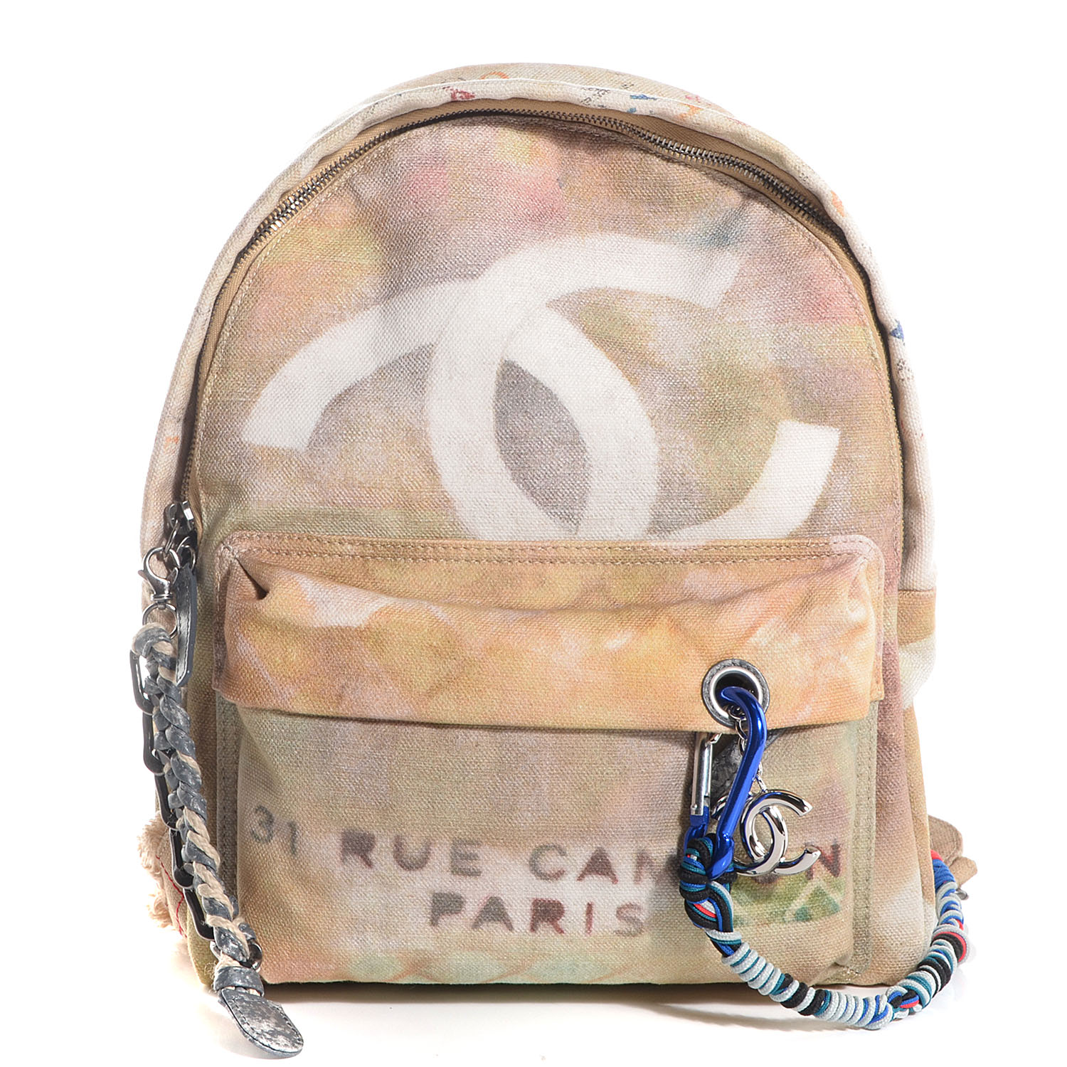 CHANEL Graffiti Printed Canvas Medium Backpack Beige 79723