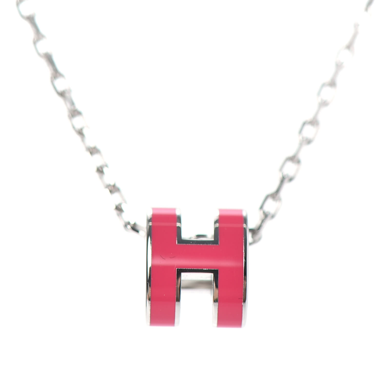 HERMES Palladium Mini Pop H Pendant Necklace Rose Extreme 743045 ...